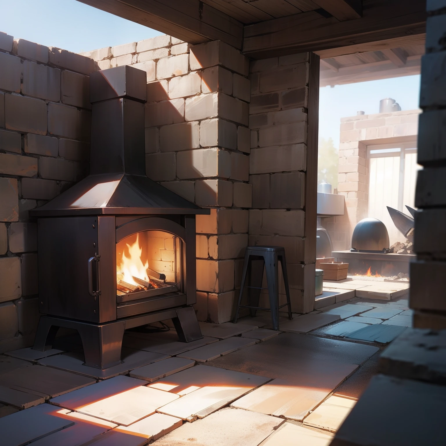 Blacksmith shop,No characters,fire oven,anvil