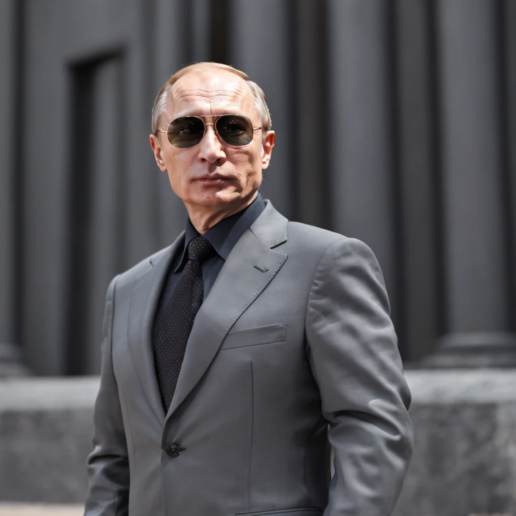 Vladimir Putin in dark sunglasses, super realism, Vacation photo