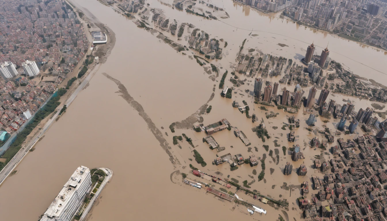 Contemporary Chinese cities swallowed by muddy waters