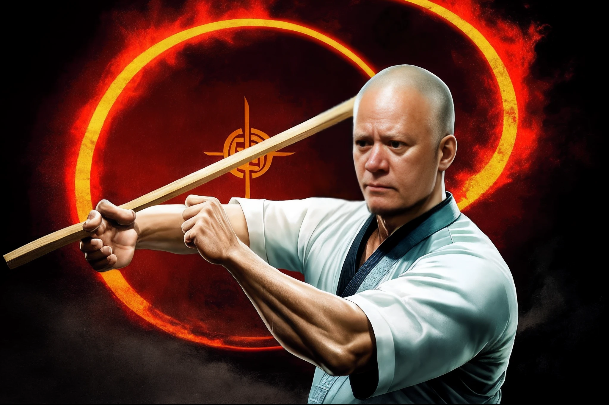 Homem treinando kung fu no Templo shaolin.
