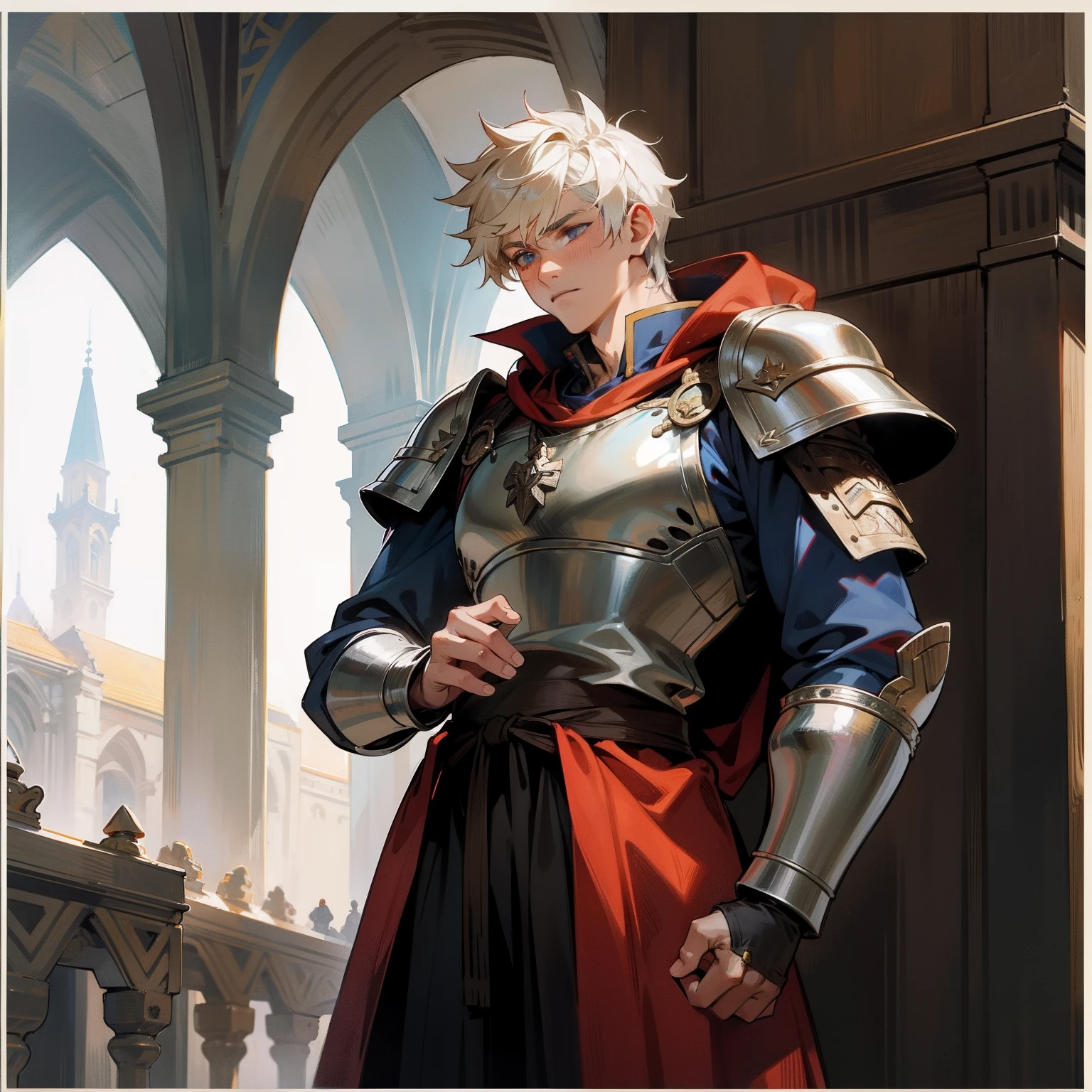 A male warrior，European Middle Ages，distress
