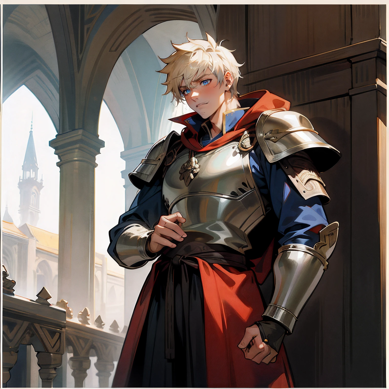 A male warrior,European Middle Ages,distress,saddened,sigh