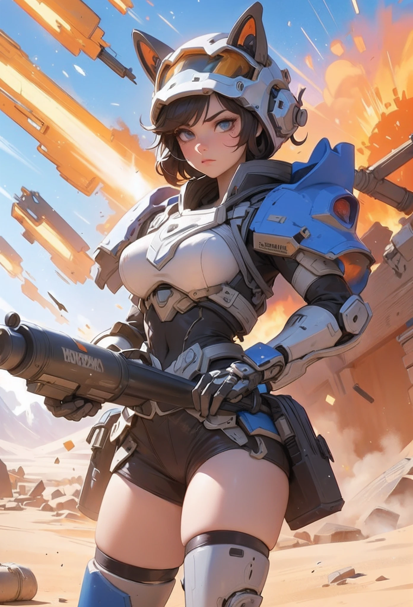 (Artwork of exceptional craftsmanship),(Detailed illustrations,(Very ideal anatomy),Very detailed and detailed drawing,Delicate lines with slow and rapid,(Realistic texture expression)),[Color tressed main line],(Martian battlefield [Desert Ruins]),[独奏],HENTAI ((ANIME) BIONICGirl) Beauty (14years))((well-muscled)) [SKINNY],cyborgs [MACHINEARMY Mobile Infantry Military],Bullet belt [Hood cloak [Brute knife]] [Heavy Mace [javelin]] [[Shells Mortars Grenades]],gravure [[catfight]] Battle Damage,[retro-futuristic],(Fine and beautiful skin expression [Transparency]),(Beautiful perfect face [Realistic face details:0.8]),[[Perfect eye details [Eyes beautifully drawn down to the smallest detail]]],[Fine hair details],(Perfect hand details),(Perfectly proportioned:1.2),([Advanced structural understanding of materials],Ideal color coordination),([Precision Detail],HighQuality,hight resolution),[(Accurate simulation of light-material interactions),Mechanically correct representation,Perfect Anatomy],[Graffiti art with a sense of narrative].