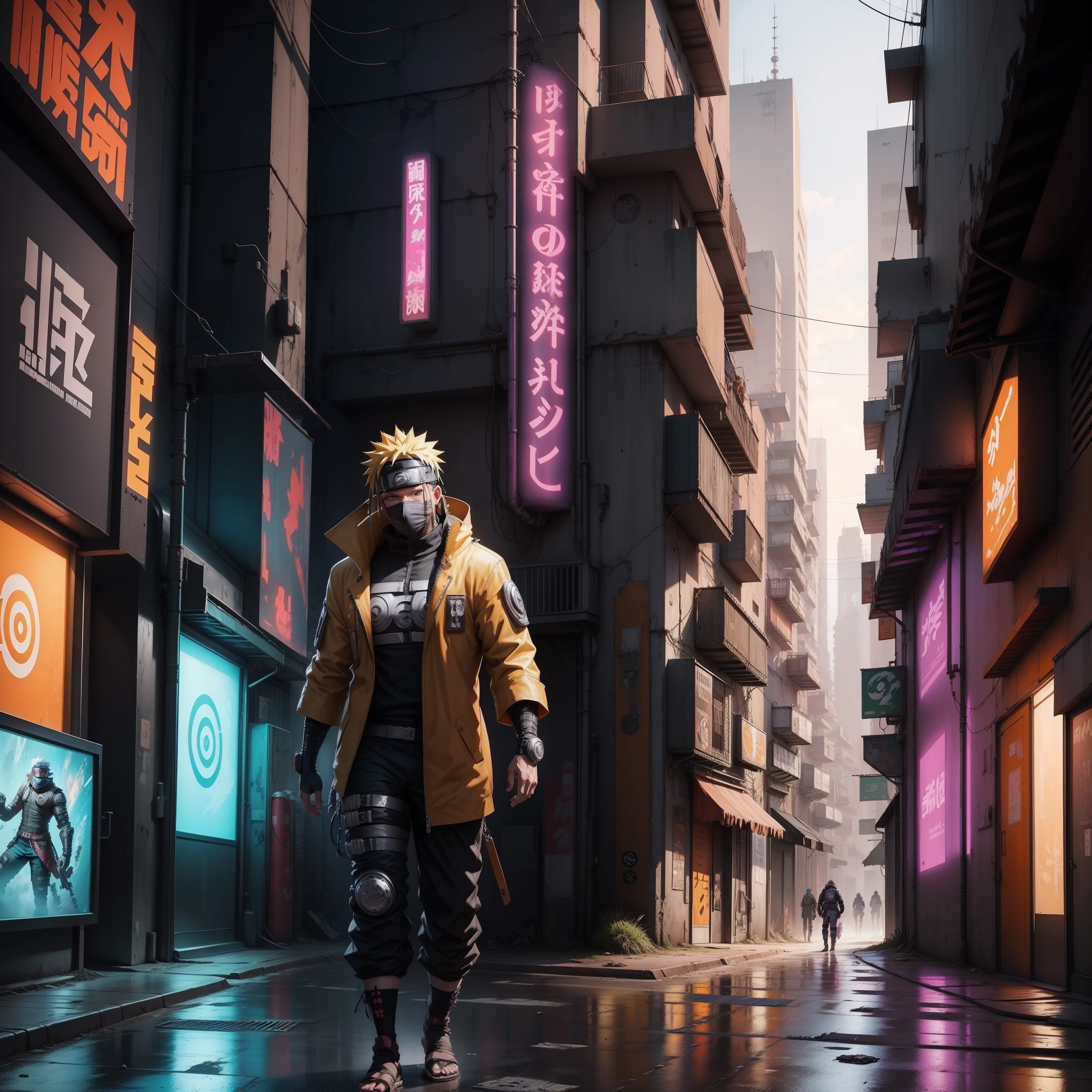 Naruto cyberpunk, mundo futurista, Post-apocalypse scenario