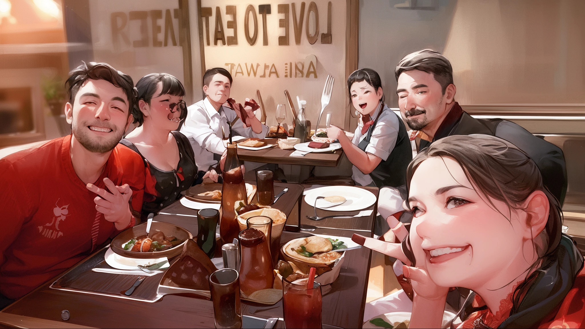 several people sitting at a table with plates of food and drinks, taken with the best dlsr camera, competition winning, shot on nikon z9, very artistic pose, artistic pose, family dinner, warm and joyful atmosphere, ready to eat, stylized photo, people inside eating meals, by John Luke, shot on canon camera, by Teresa Fasolino, eating