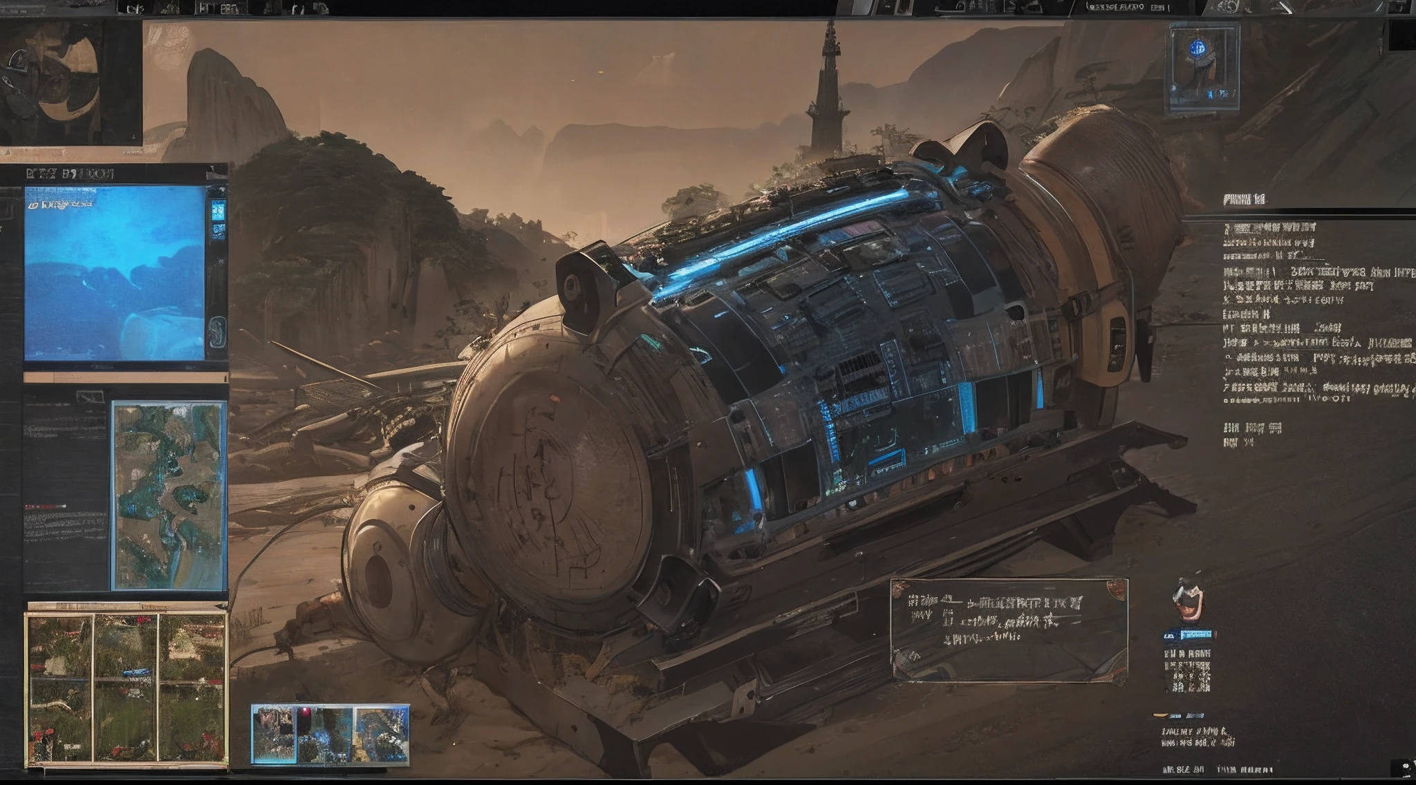 ((nsfw))a close up of a computer screen with a lot of screens, a screenshot by Ni Yuanlu, trending on polycount, fantastic realism, disco elysium, disco elysium style, disco elysium style!!!, gameplay screenshot with ui, small settlements, in - game, in-game, disco elysium video game, in game screenshot