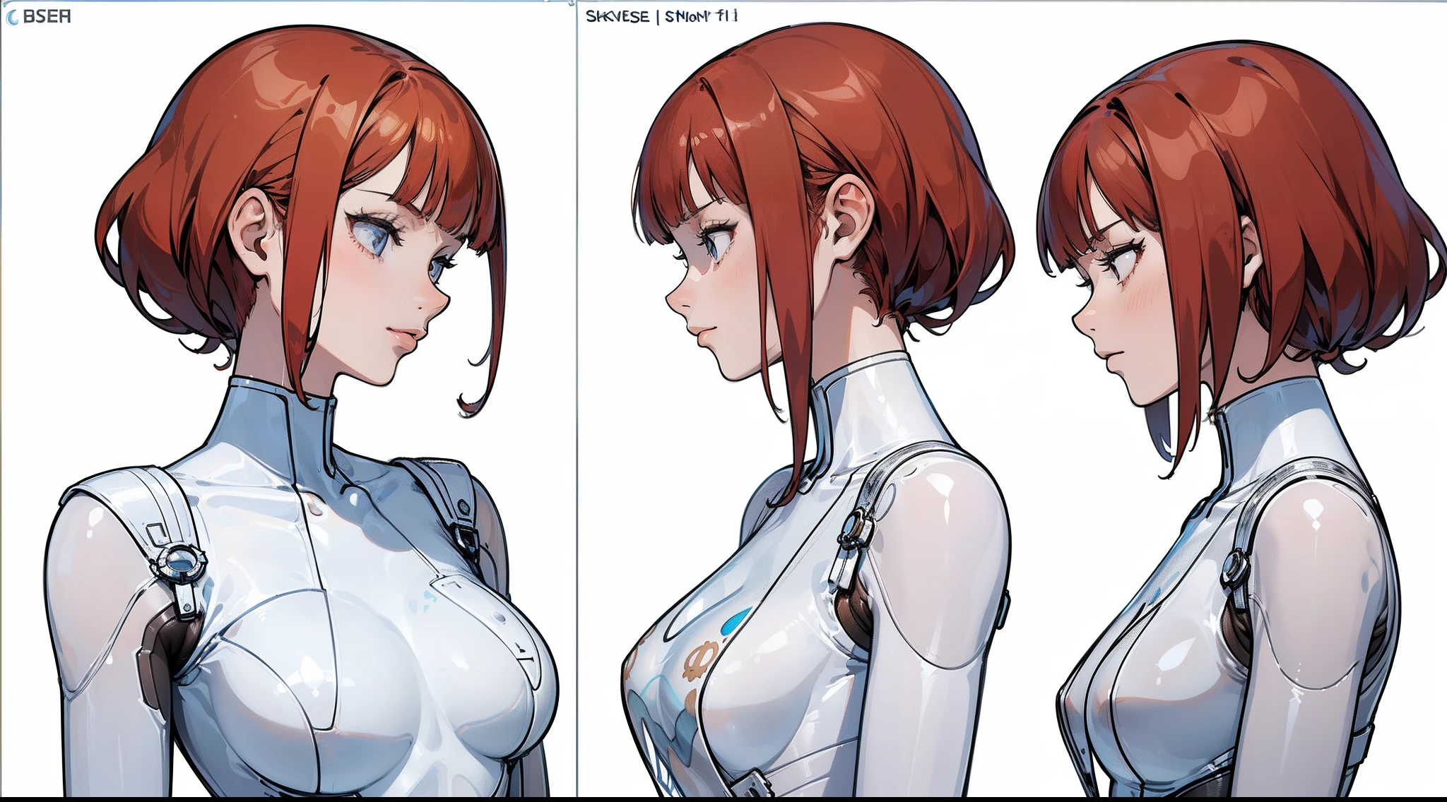 A close up of a woman with red hair and a white shirt - SeaArt AI