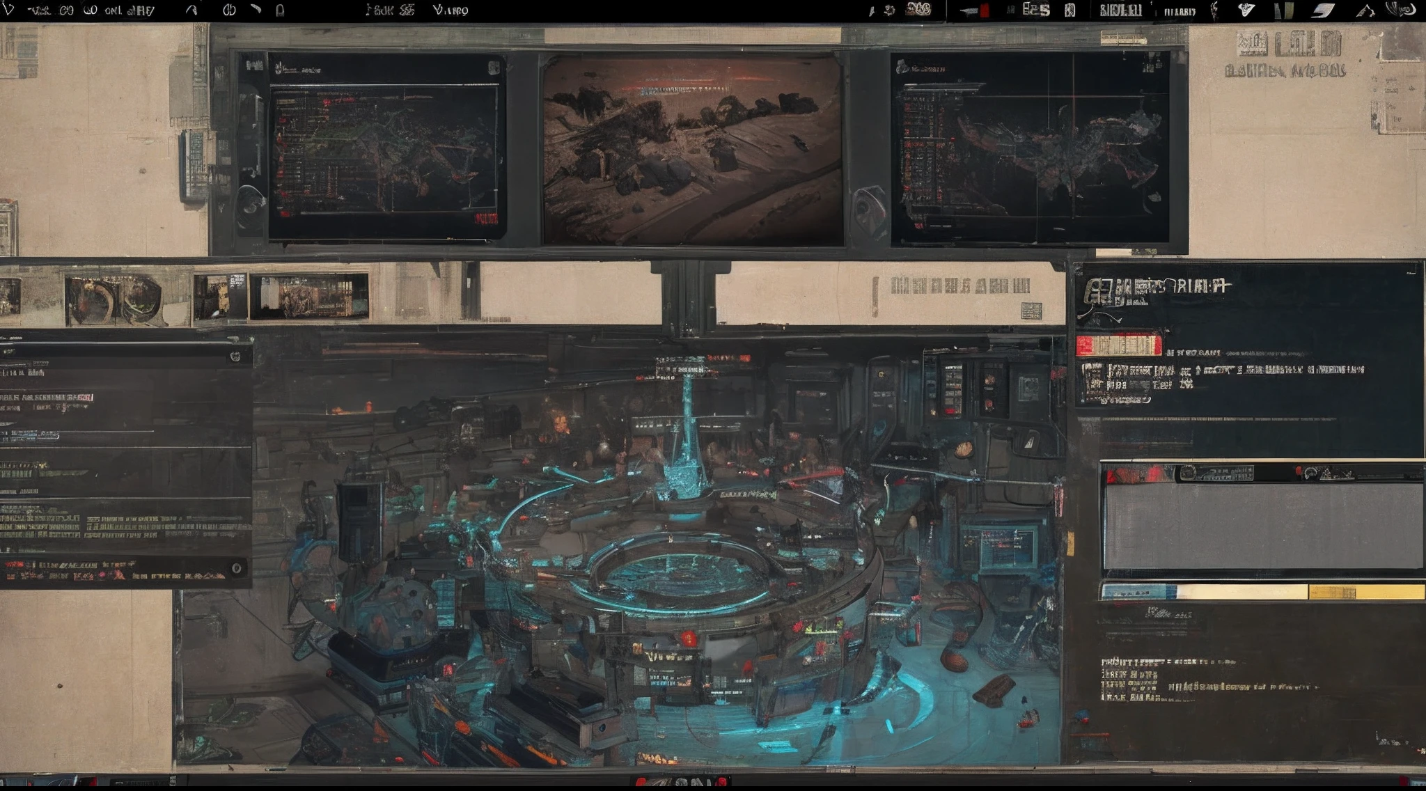 ((nsfw))a close up of a computer screen with a lot of screens, a screenshot by Ni Yuanlu, trending on polycount, fantastic realism, disco elysium, disco elysium style, disco elysium style!!!, gameplay screenshot with ui, small settlements, in - game, in-game, disco elysium video game, in game screenshot