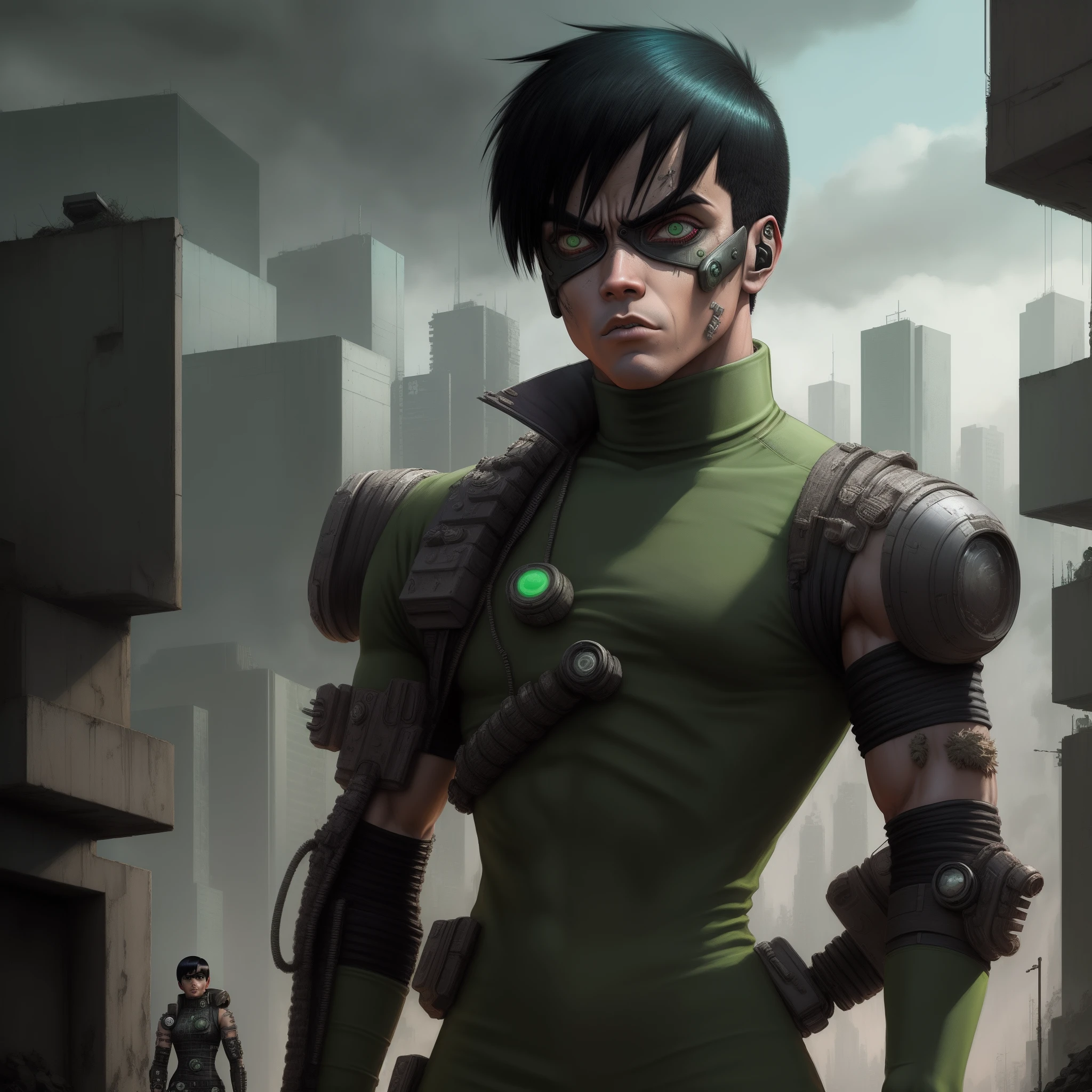 Rock Lee cyberpunk, mundo futurista, Post-apocalypse scenario