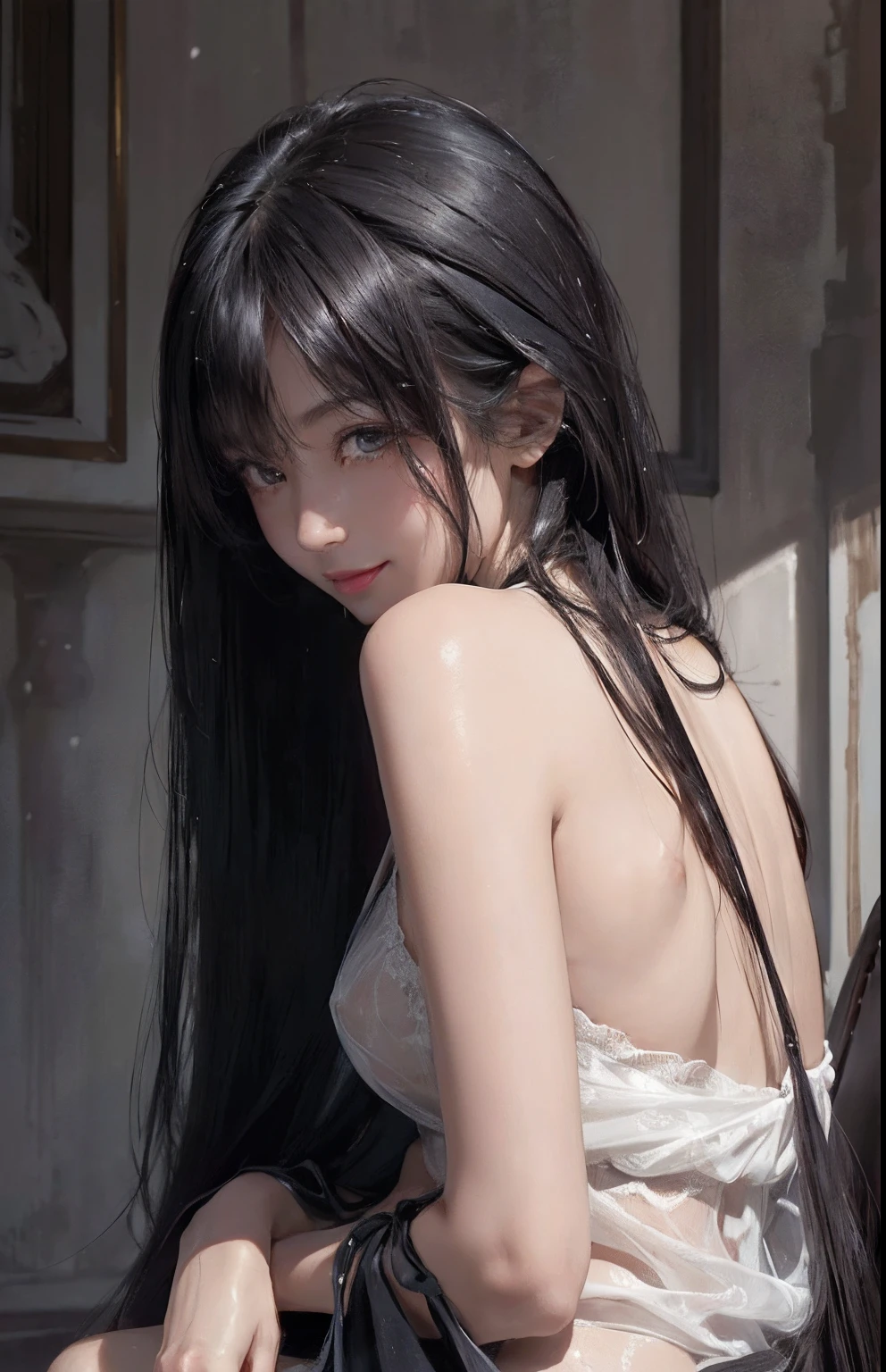 She is a japanese school girl. Wet black Hair. White Skin.she’s a big butt (Dark Fantasy)