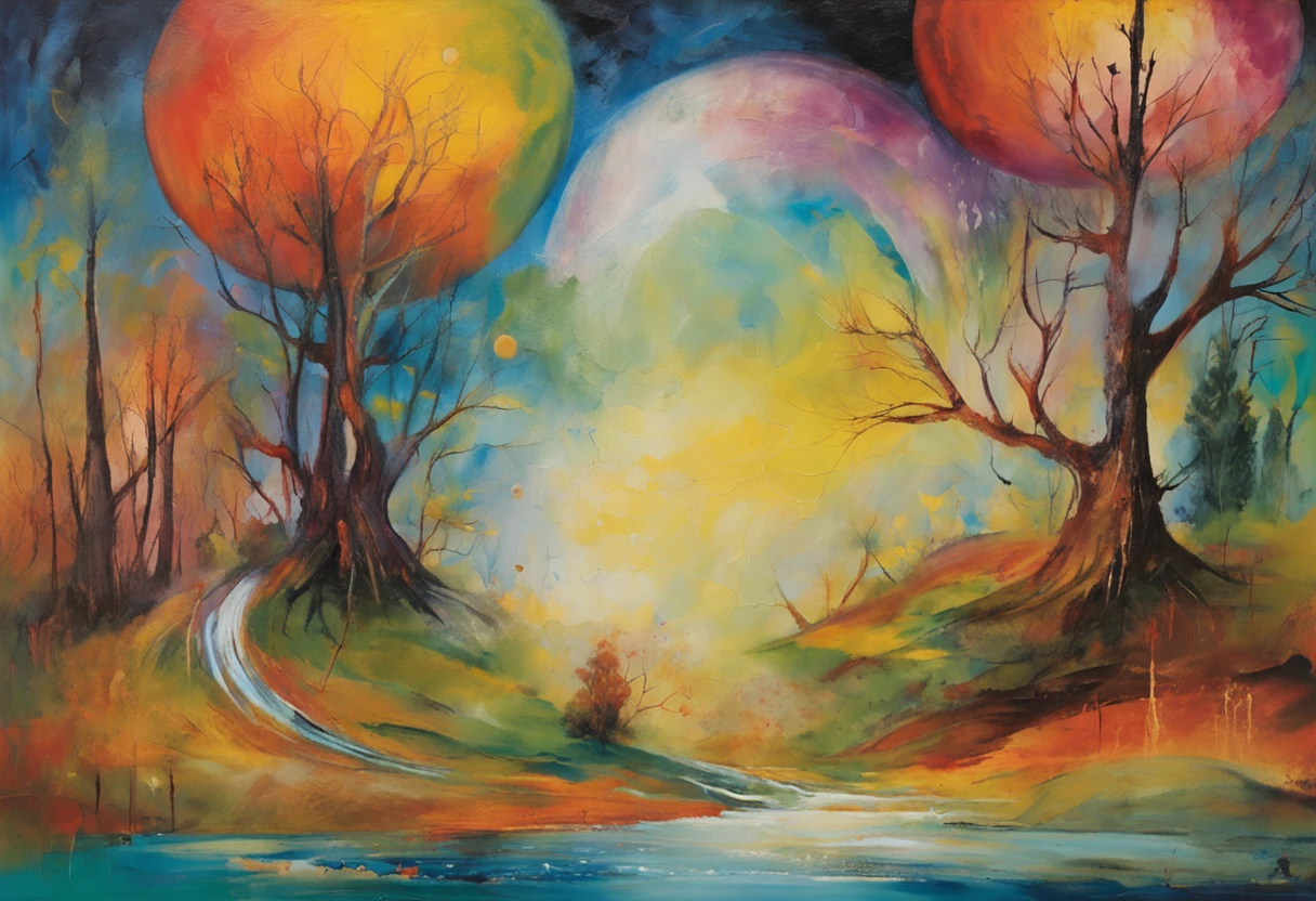 "Uma cena vibrante e envolvente. Imagine a world where words dance and come to life, where characters come off the pages and stories gain wings. In this illustration, We imagine a magical scenario where an open book turns into a portal to a universe of imagination. How pages flow through the air, They turn into elements that make up the scenery – trees that whisper secrets, rivers made of ink and mountains formed by pages.