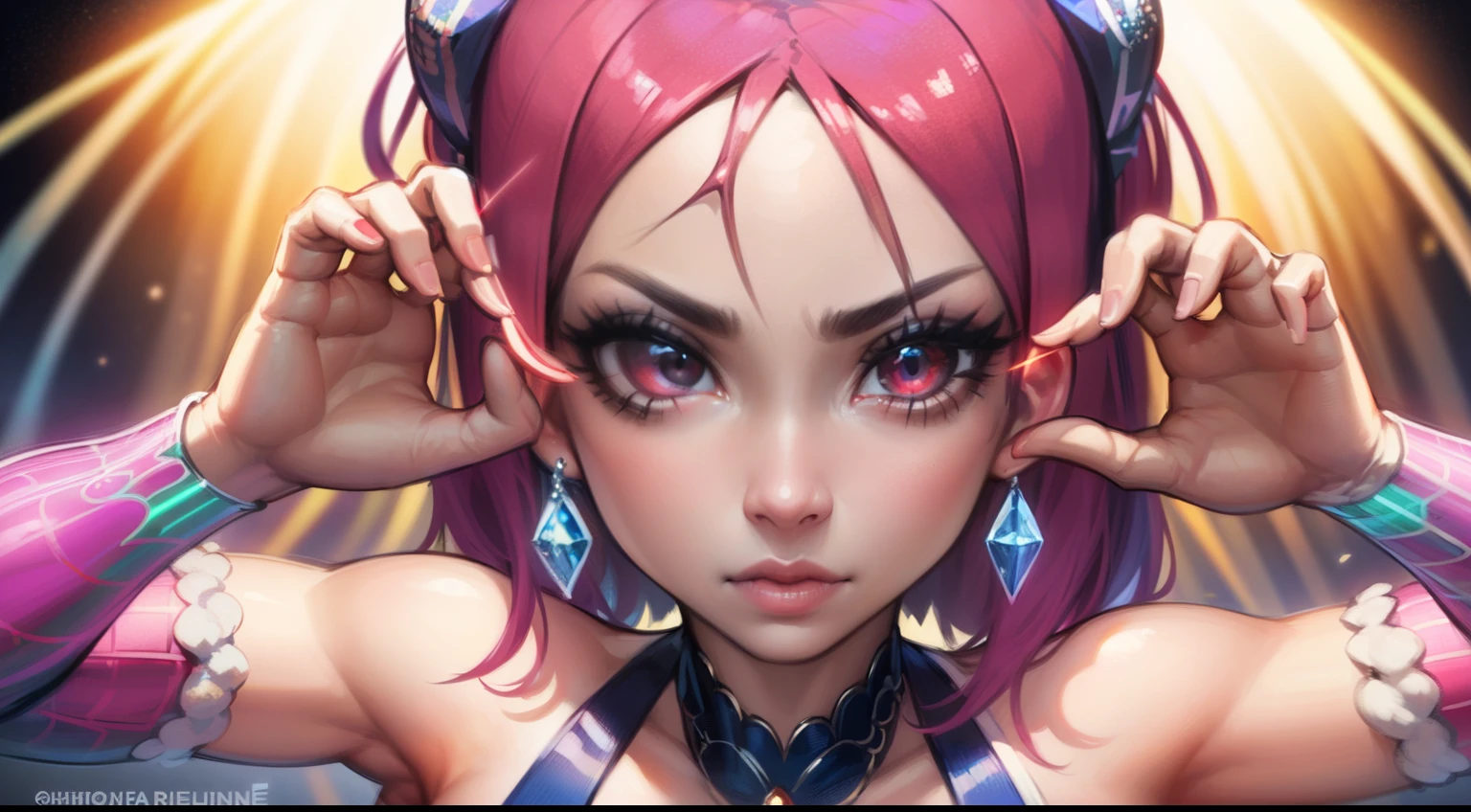 Pink Hair Girl、Succubus、goddess、Samira from League of Legends、Enchanting girl、Zodiac Knight Girl、Succubus、Marin Kitagawa fan art、Zodiac Knight Girlのポートレート、美しいSuccubus、Humanoid pink female girl、Natalie from Epic Battle Fantasy、「Advanced Photographic Art」、Color photography