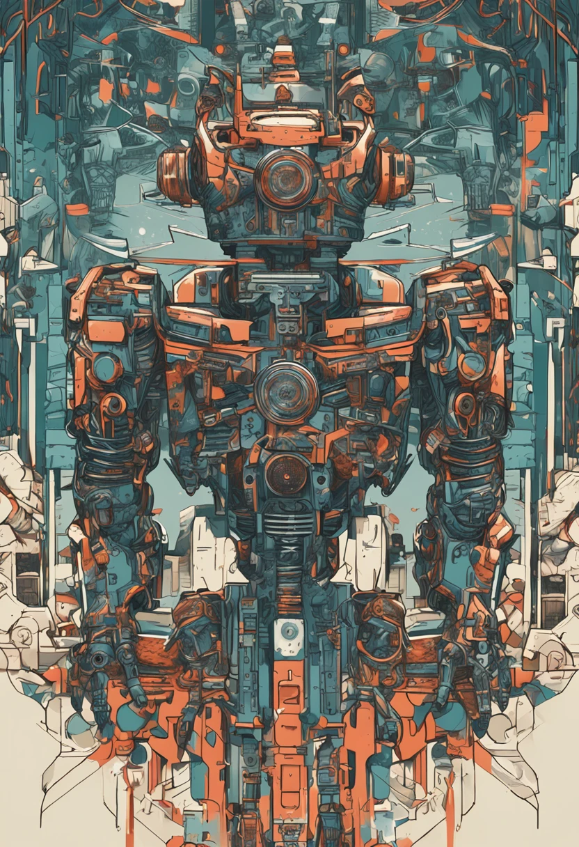 Create an image that depicts the battle between the robot Kronos and the system's digital guardians. These entities can be represented as abstract forms of computer code, trying to block the robot's progress. Highlight the fusion of mythological elements, como um escudo inspirado na mitologia grega, with digital aesthetics.