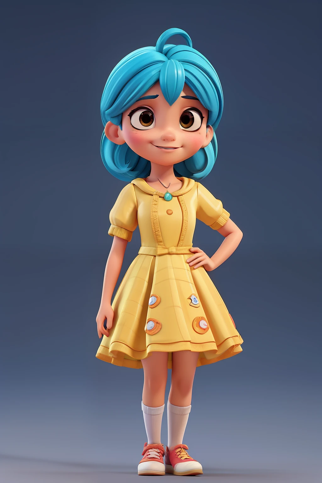 um close up de uma garota de desenho animado em um vestido amarelo, bonito 3 d render, render de uma ****** anime 3d bonito, 3 d render stylized, animation character, personagem bonito dos desenhos animados, painting digital adorable, 3 d character render, personagem bonito, Personagem 3D, Personagem 3D, Personagem altamente detalhado, toon render keyshot, olhar :: octan render, disney pixar cartoon