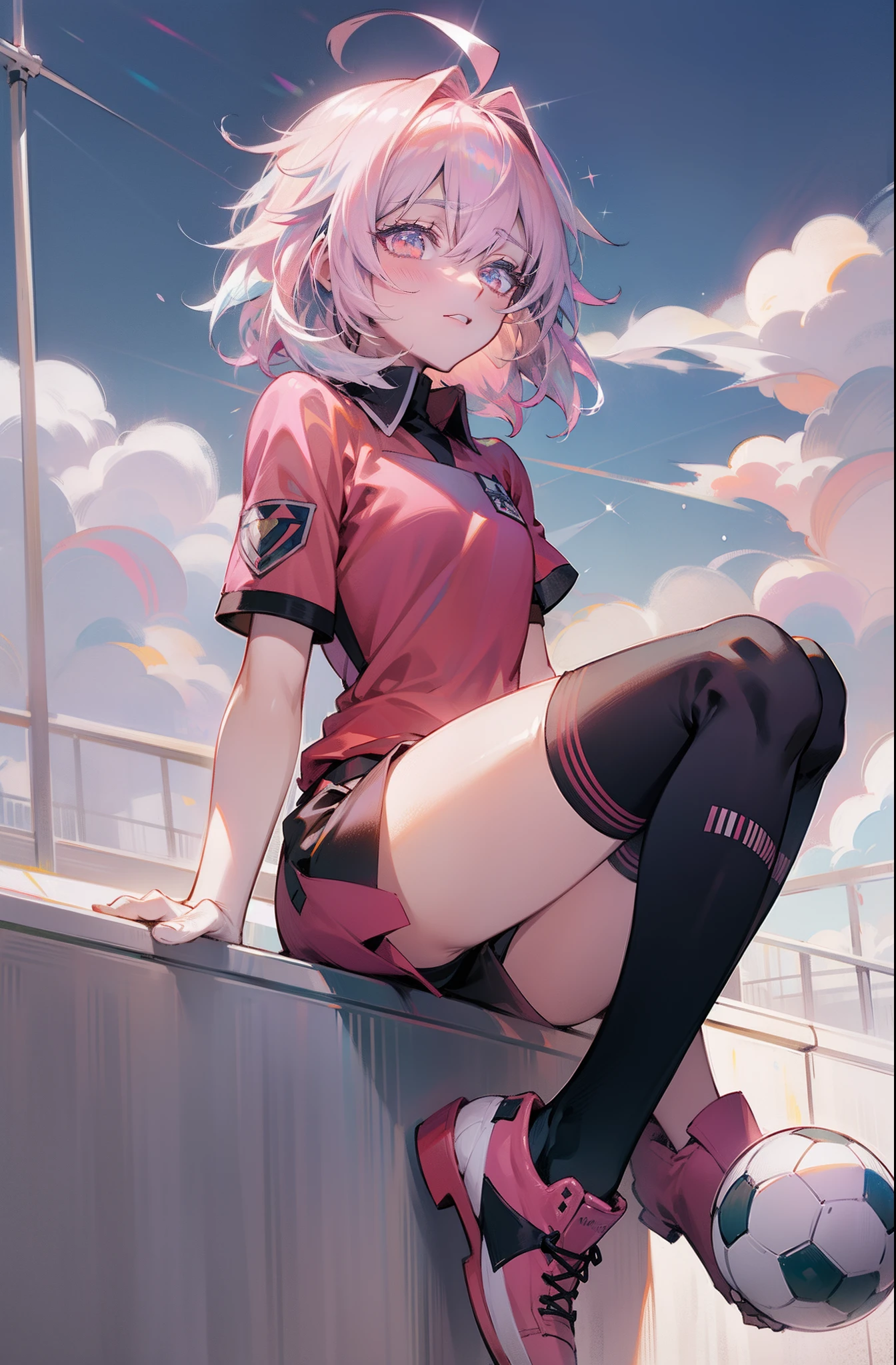 Destino de Astolfo , uniforme de futebol, diamond, multicolored hair, multicolored eyes