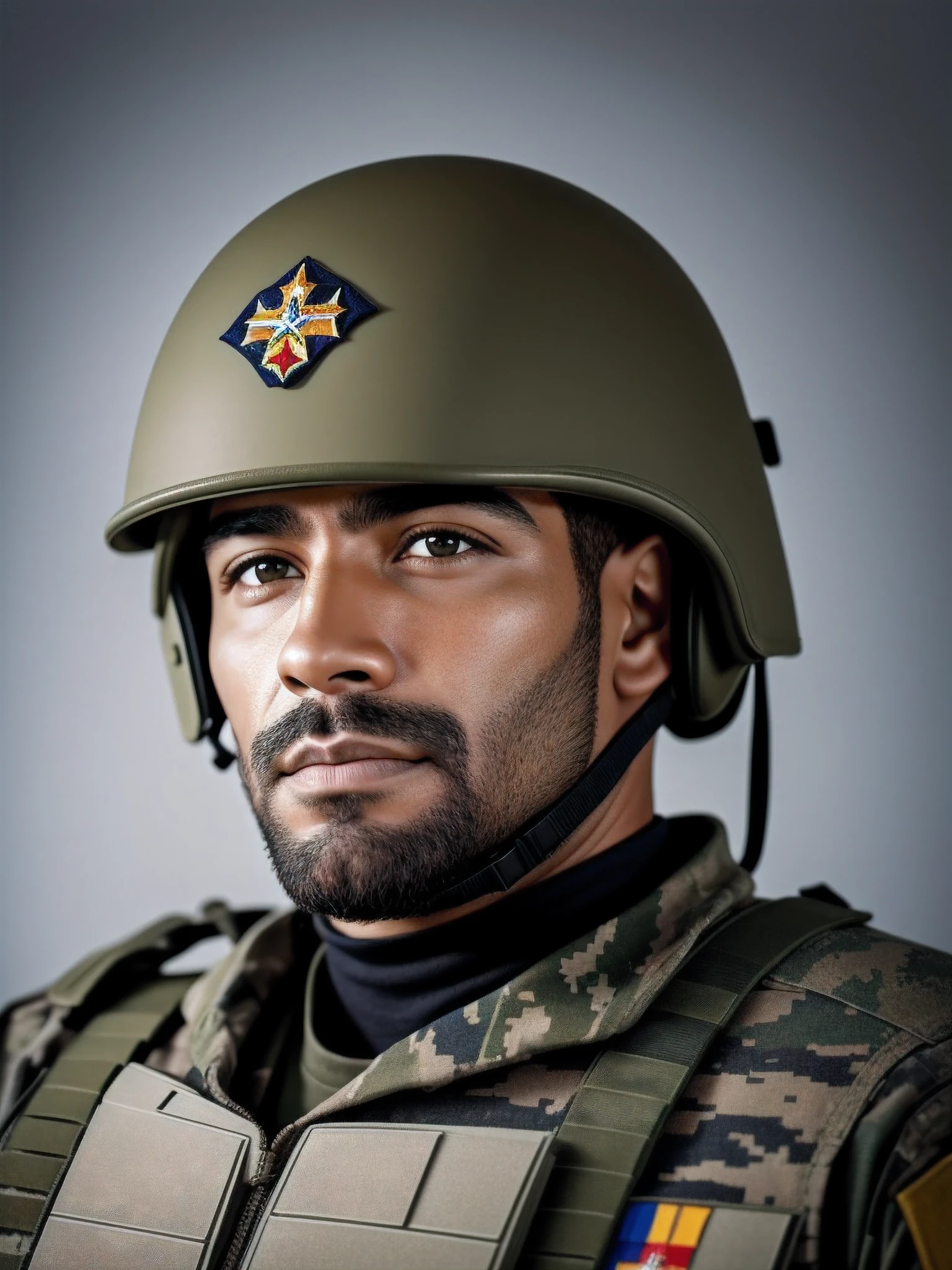 Um homem, com farda de fuzileiro do exercito americano, fotorealista, autoretrato realista, imagem real, pele humana realista,