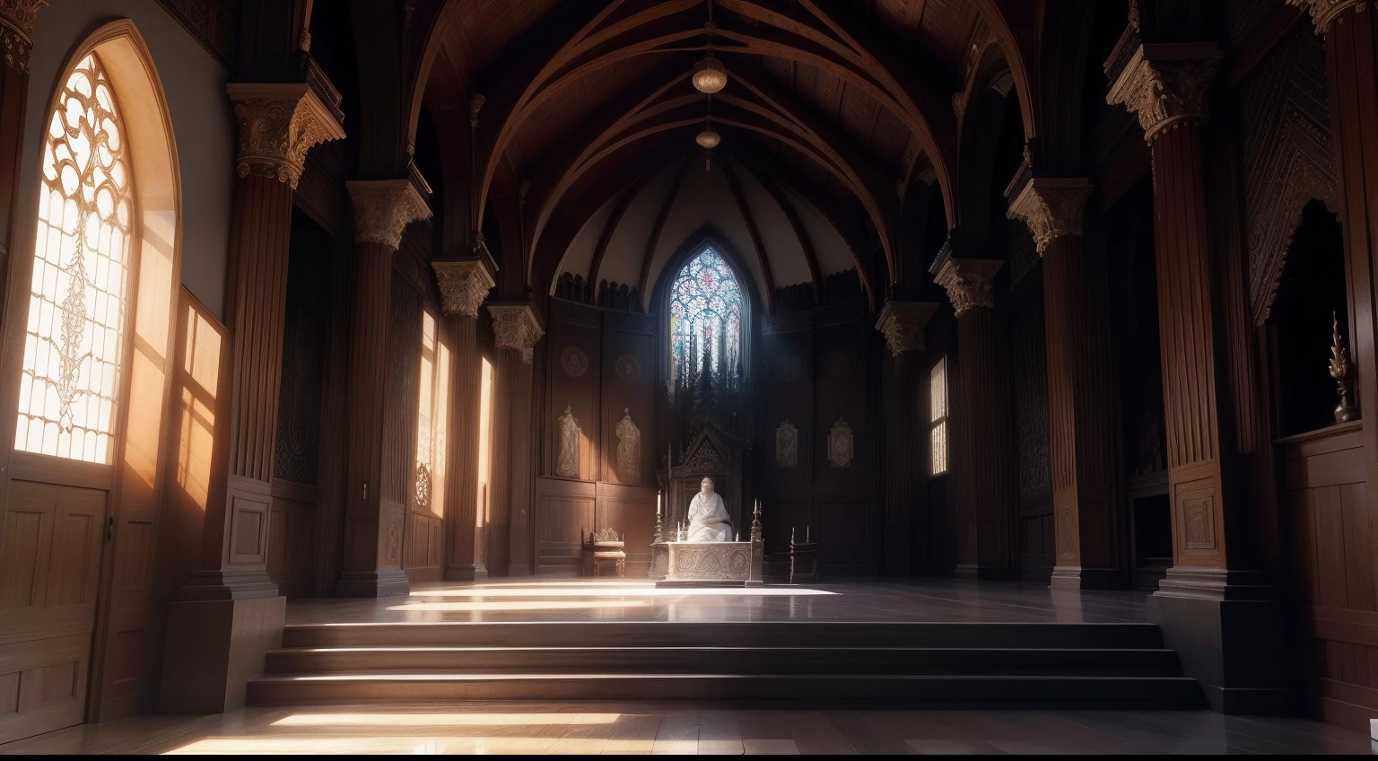 Crie uma imagem que retrata um templo interior resplandecente, representing the strength and stability of the mind and heart.