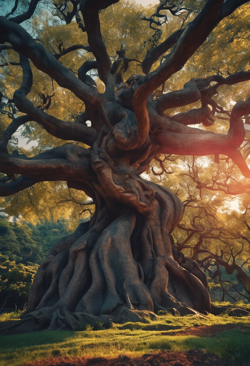 a majestic tree, with deep roots and tall branches, symbolizing wisdom that grows over time and connection with generationsa majestic tree, with deep roots and tall branches, symbolizing wisdom that grows over time and connection with generations