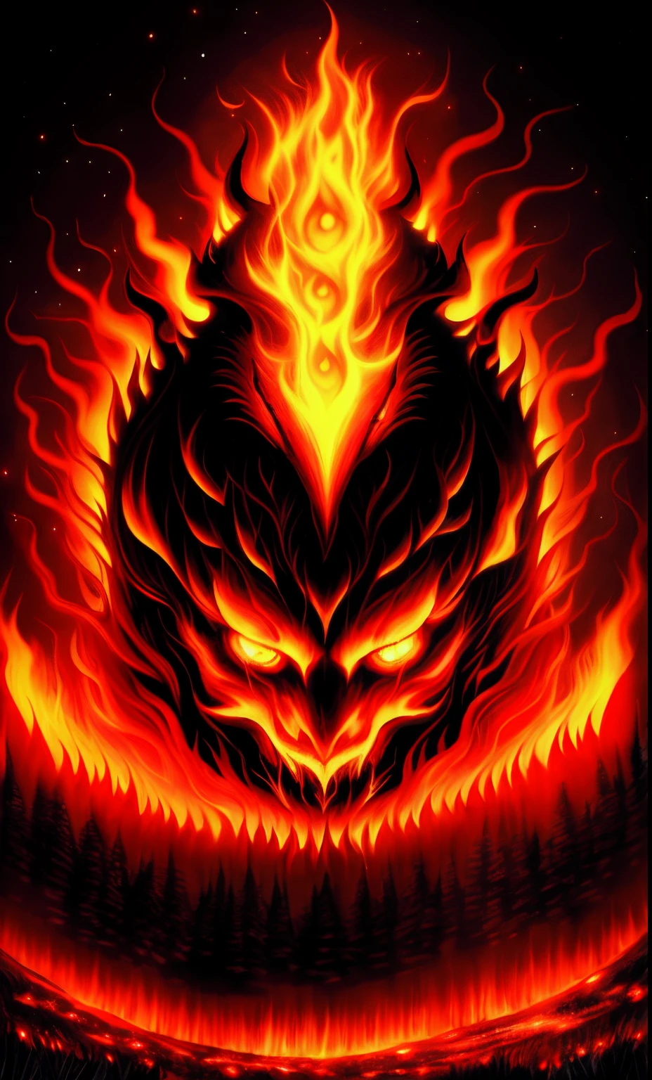 Fire demon, evil, bright