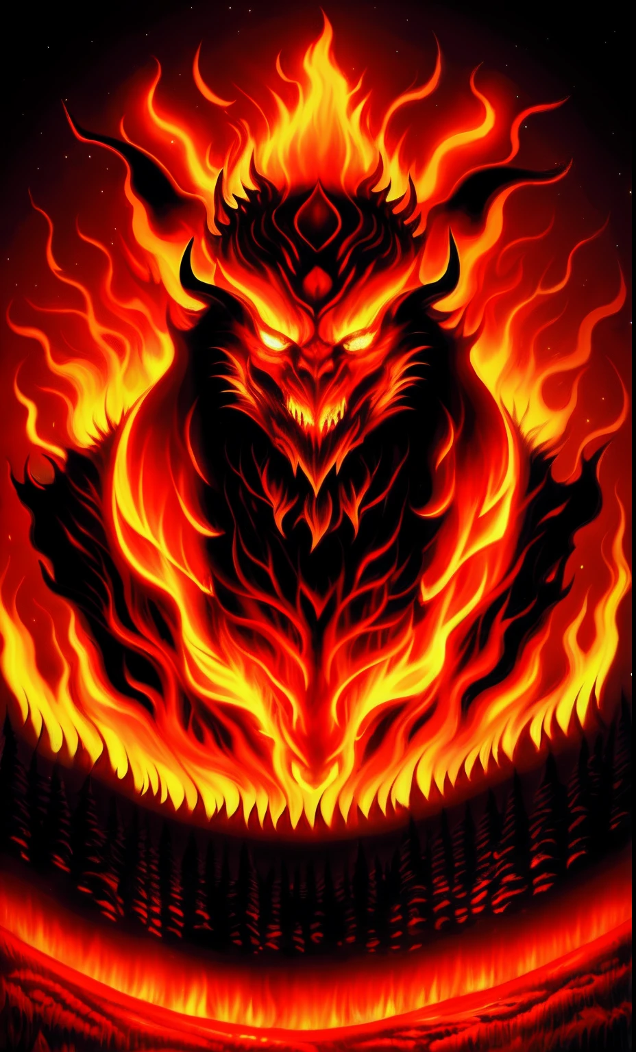 Fire demon, evil, bright