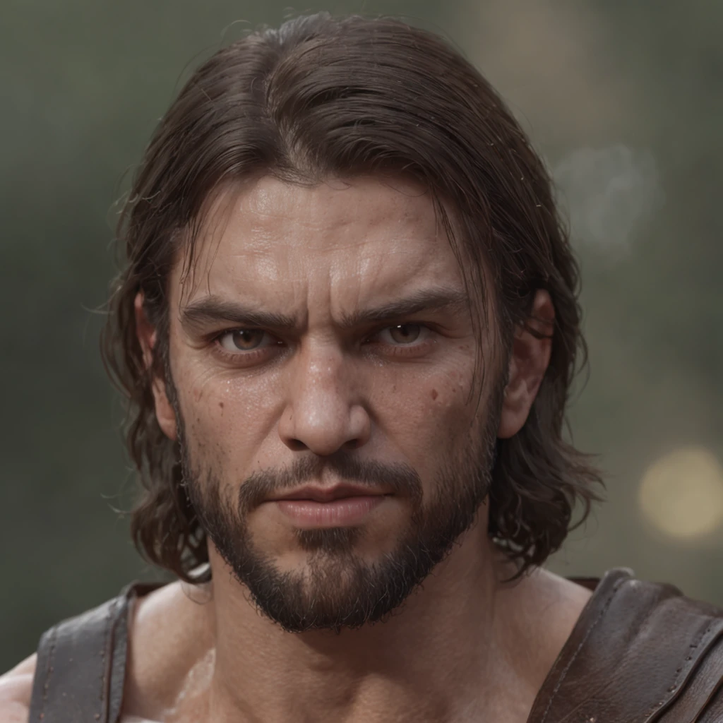 (Professional 3D rendering:1.3) de (Realistic:1.3) Foto de arte mais bonita do mundo,Features soft, bright male heroes, ((Epic hero fantasy rough muscular man wet hero angry look long hair short beard and fierce expression in dynamic pose, fantastic location, majestoso ambiente desordenado)), corpo inteiro 8k unidade render, action shot, poros da pele, very dark lighting, sombreamento pesado, circunstanciado, Rosto detalhado, (vibrante, fotogrdeia realista, Realistic, Dramatic, Escuro, foco nítido, 8k), (Old leather clothes damaged by bad weather:1.4), ((((Use peles)))), (intrincado:1.4), decadente, (altamente detalhado:1.4), pintura digital, rendering by octane, art stations, Conceito-Arte, liso, foco nítido, illustration, germe da arte, (Loish:0.23), Wlop Ilya Kuvshinov, e Greg Rutkowski e Alphonse Mucha Gracias, (global ilumination, studiolight, Light Volumetric), chuva forte, floating particles, patife, fantasia, Onze, corpo inteiroesbian, ((Fundo escuro e antigo da cidade:1.3)),CGSesociedade,art stations