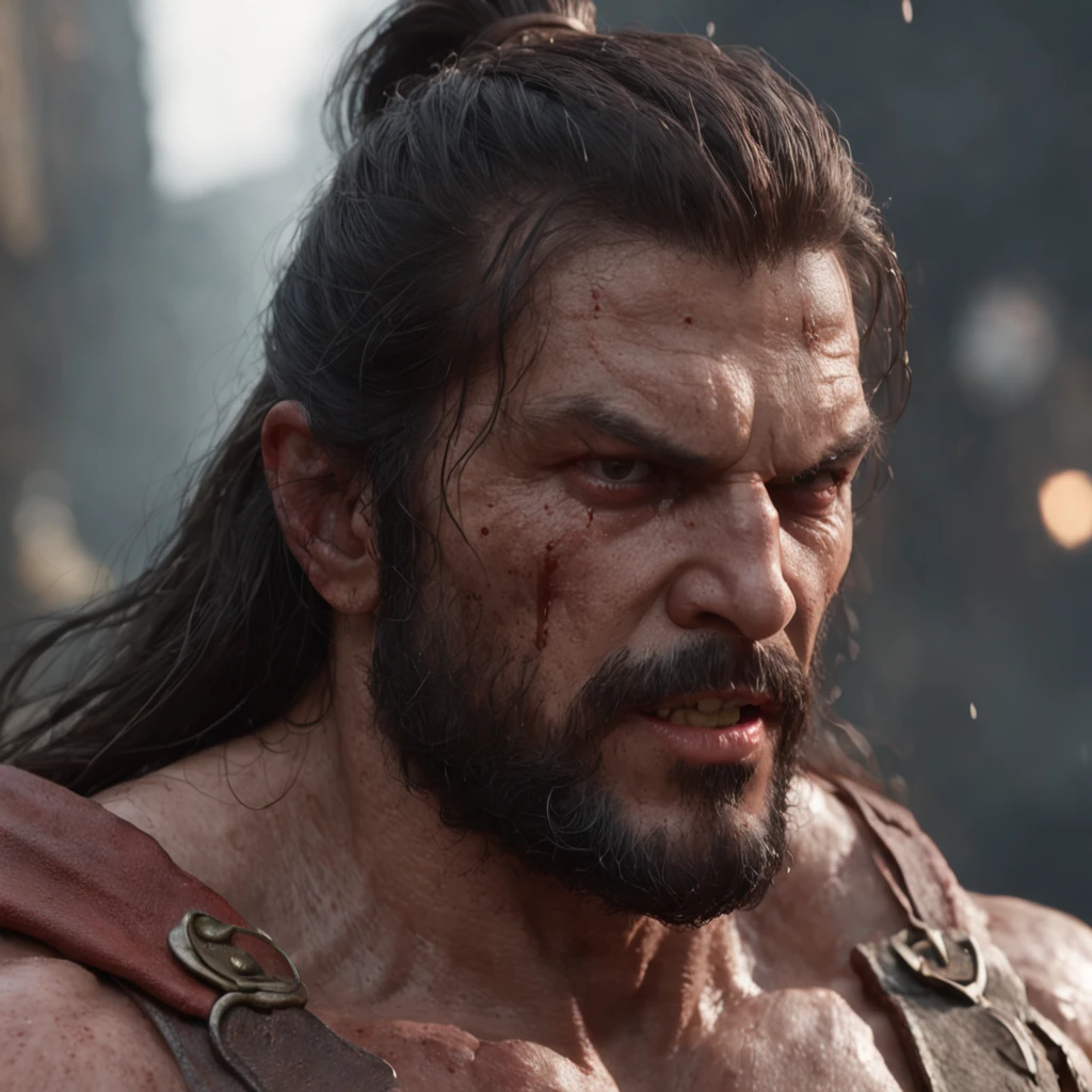 (professional 3d render:1.3) af (Realistic:1.3) most beautiful artwork photo in the world,Features soft and shiny male heroes, ((Epic hero fantasy muscle man rough wet hero angry looking long hair short beard and ferocious expression in dynamic pose, Fantastic location, Majestic cluttered environment)), Full body 8K unified rendering, action shot, skin pore, very dark lighting, heavyshading, Detailed, Detailed face, (vibrant, photograph realistic, Realistic, Dramatic, Dark, Sharp focus, 8K), (Old leather garments damaged by weathering:1.4), ((((Wear fur)))), (Intricate:1.4), decadent, (Highly detailed:1.4), Digital painting, rendering by octane, art stations, concept-art, smooth, Sharp focus, illustration, Art germ, (loish:0.23), wlop ilya kuvshinov, and greg rutkowski and alphonse mucha gracias, (Global illumination, Studio light, volumettic light), heavy rain, particles floating, lotr, fantasy, elf, full bodyesbian, ((Dark and ancient city background:1.3)),CGSesociety,art stations