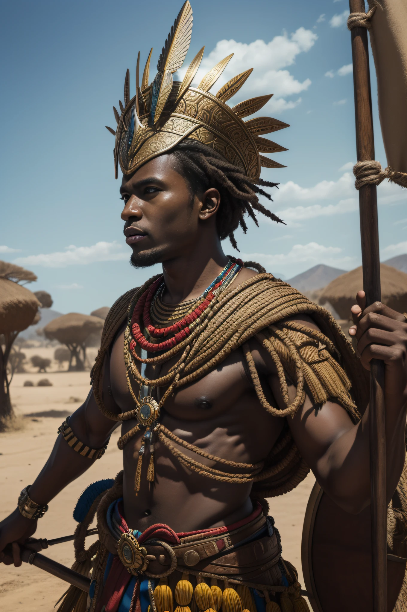 Obra Prima , Foto realista , Camera Raw , Ogum , African ORIXÁ , guardian , the patron of armies, for he represents struggle and victory; , 4k