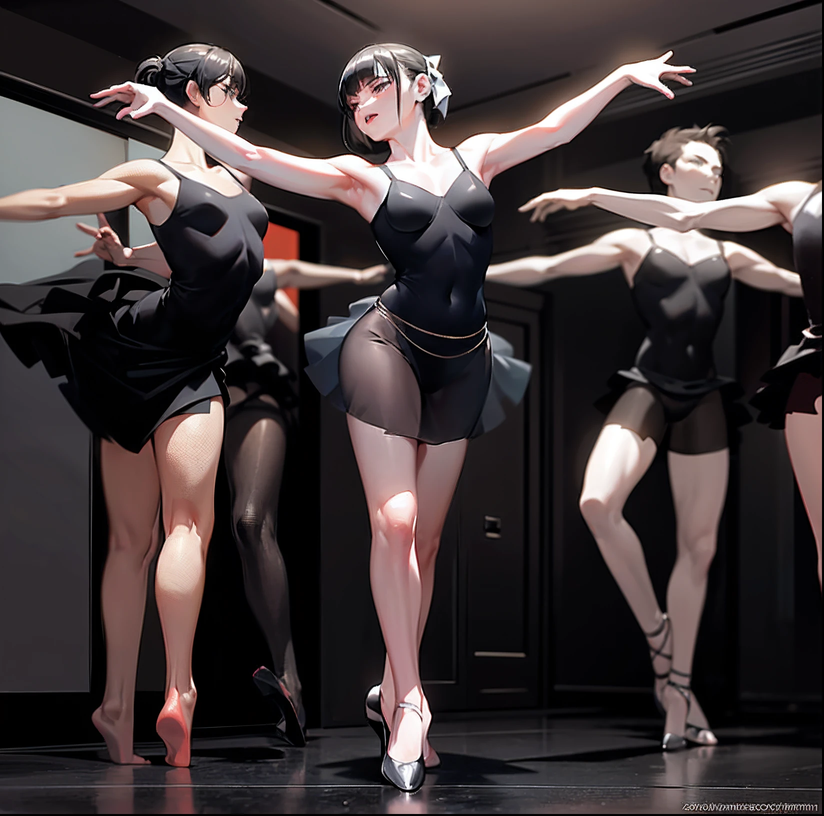 Dancers in black with them Leo, Poses de Ponta, Pose tensa, dancing gracefully, contemporary dance, Pose de dica, ballet performance photography, Ballet style pose, Coreografada, pointè pose, contemporary dance poses, peaceful and graceful, modern dance aesthetic, ballet pose, BALLET