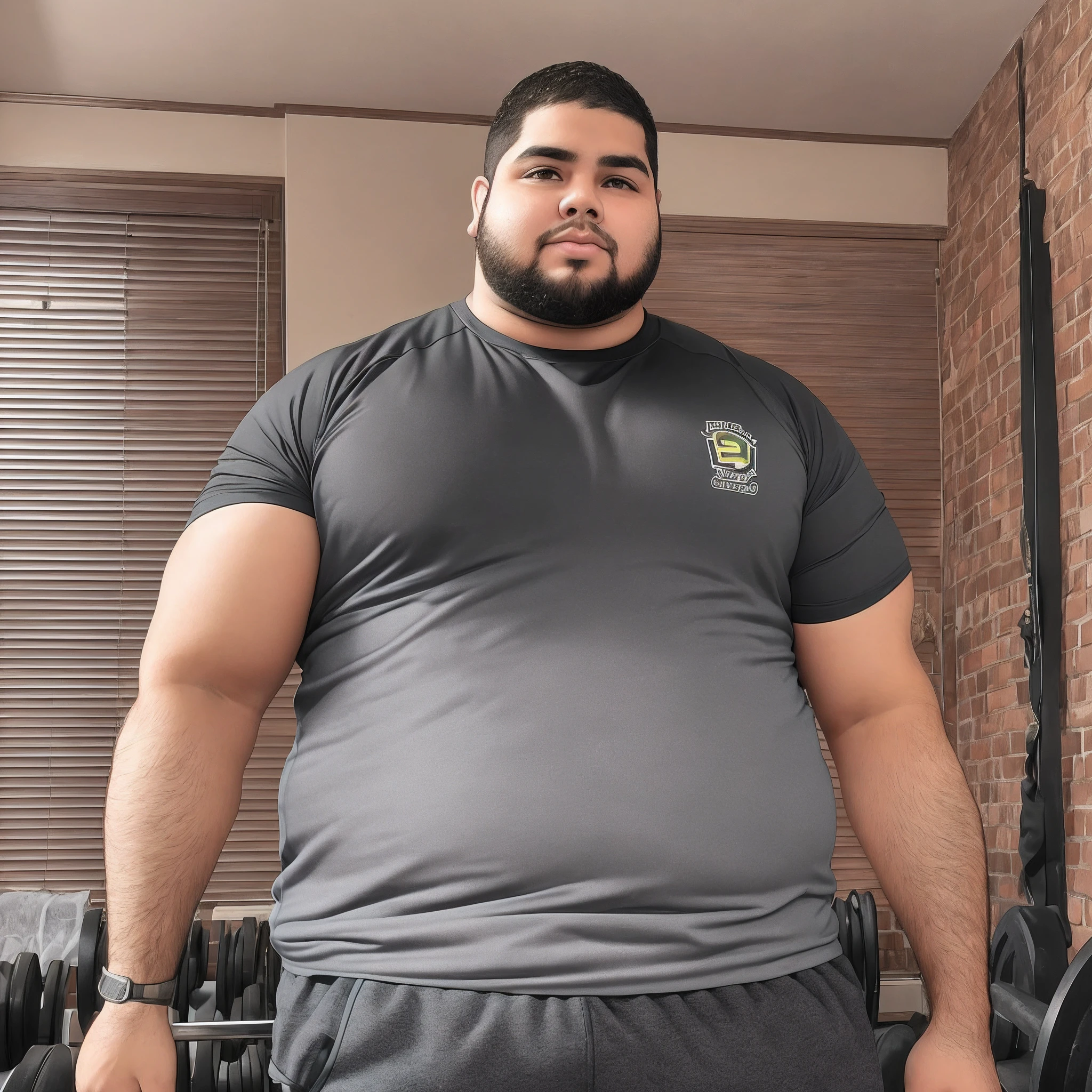 Young overweight, sendentary, 29 years old, Brazilian, gym clothes