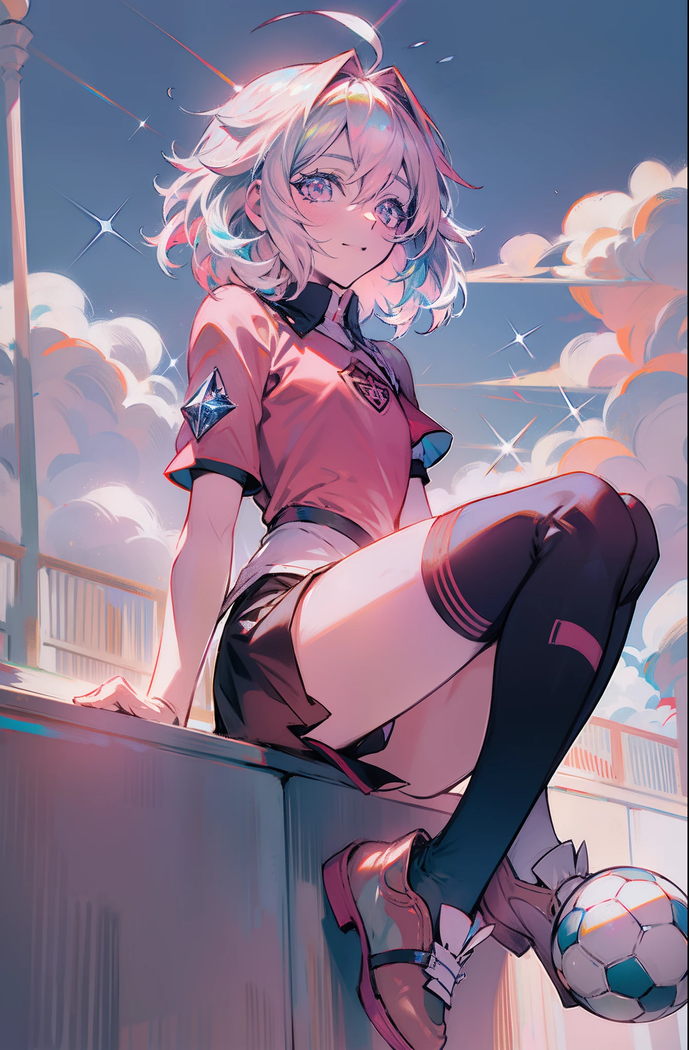 O destino de Astolfo , uniforme de futebol, Diamante, cabelos multicoloridos, olhos multicoloridos