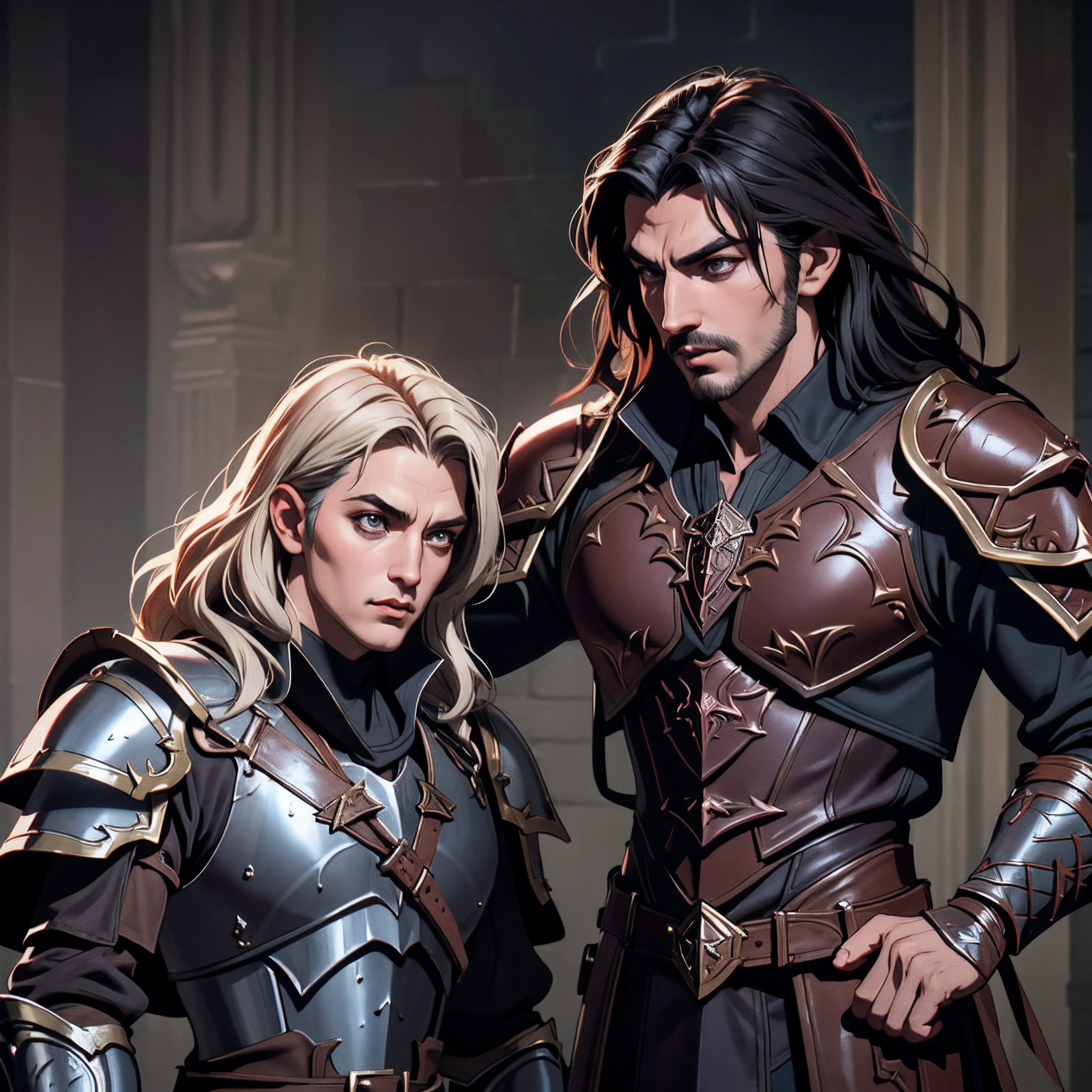 Castlevania lords of the shadows hyper realistic handsome warrior leather Armor Wear hyper realistic super detailed Dynamic shot