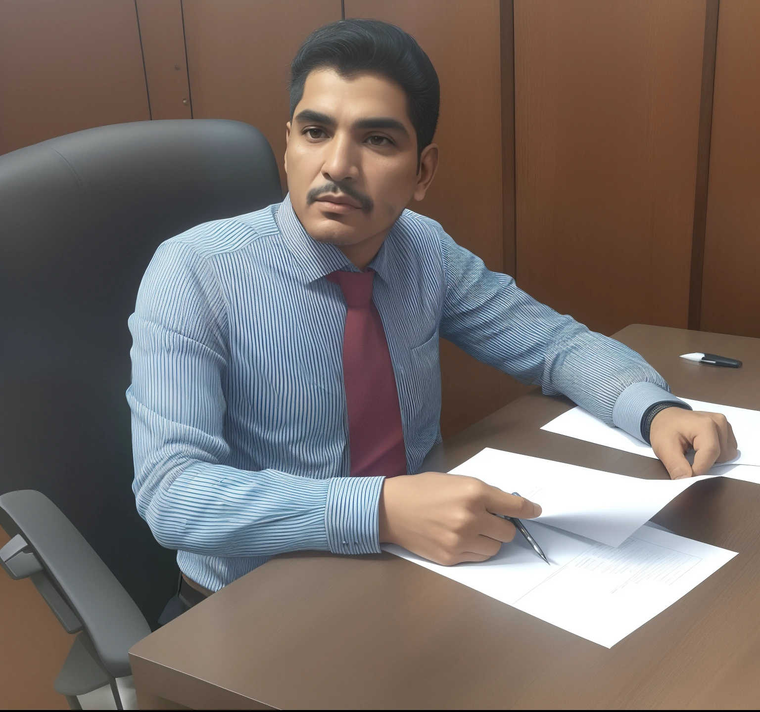 there is a man sitting at a desk with a piece of paper, José Moncada, Arauto Ortega, Salustiano Garcia Cruz, Eloy Morales, Pablo Perdomo, juan diaz canales, andres rios, pedro correa, luiz escanuela, david rios ferreira, Ricardo Milos, Pablo Dominguez, Esteban Maroto, danilo torres