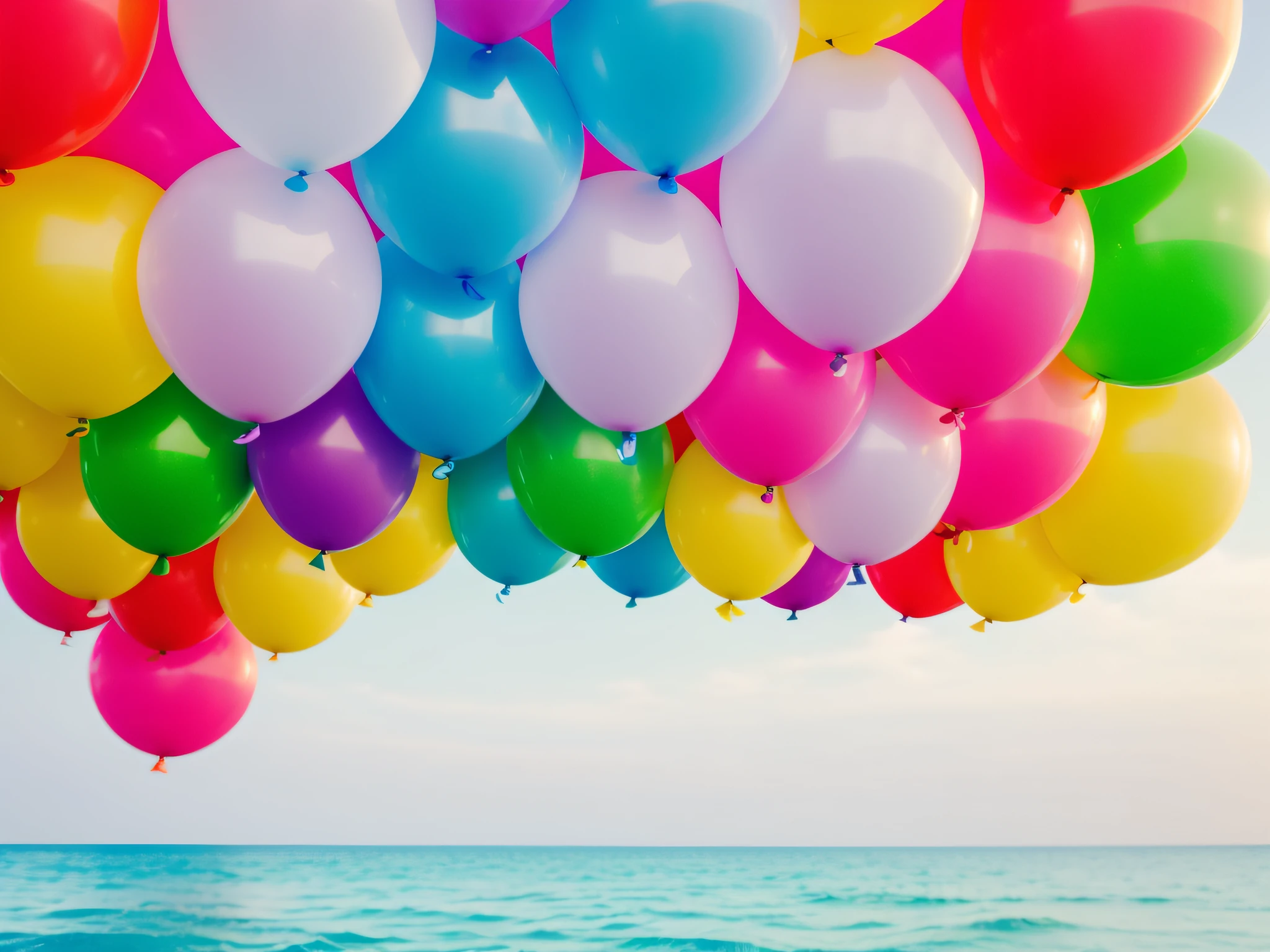En un fondo blanco, globos de colores Gran calidad y detalle.