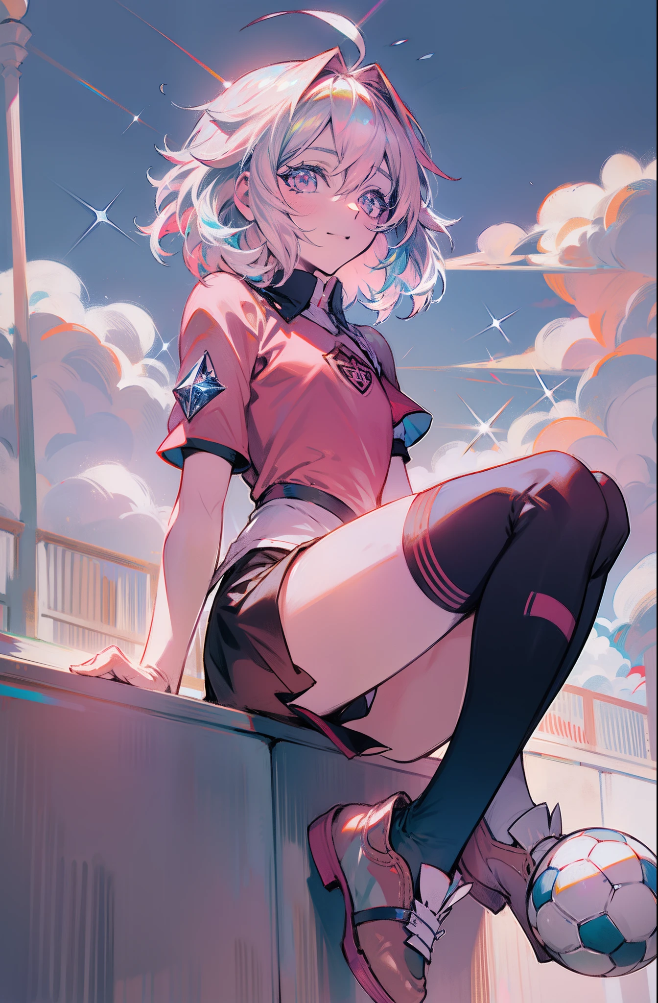 O destino de Astolfo , uniforme de futebol, Diamante, cabelos multicoloridos, olhos multicoloridos