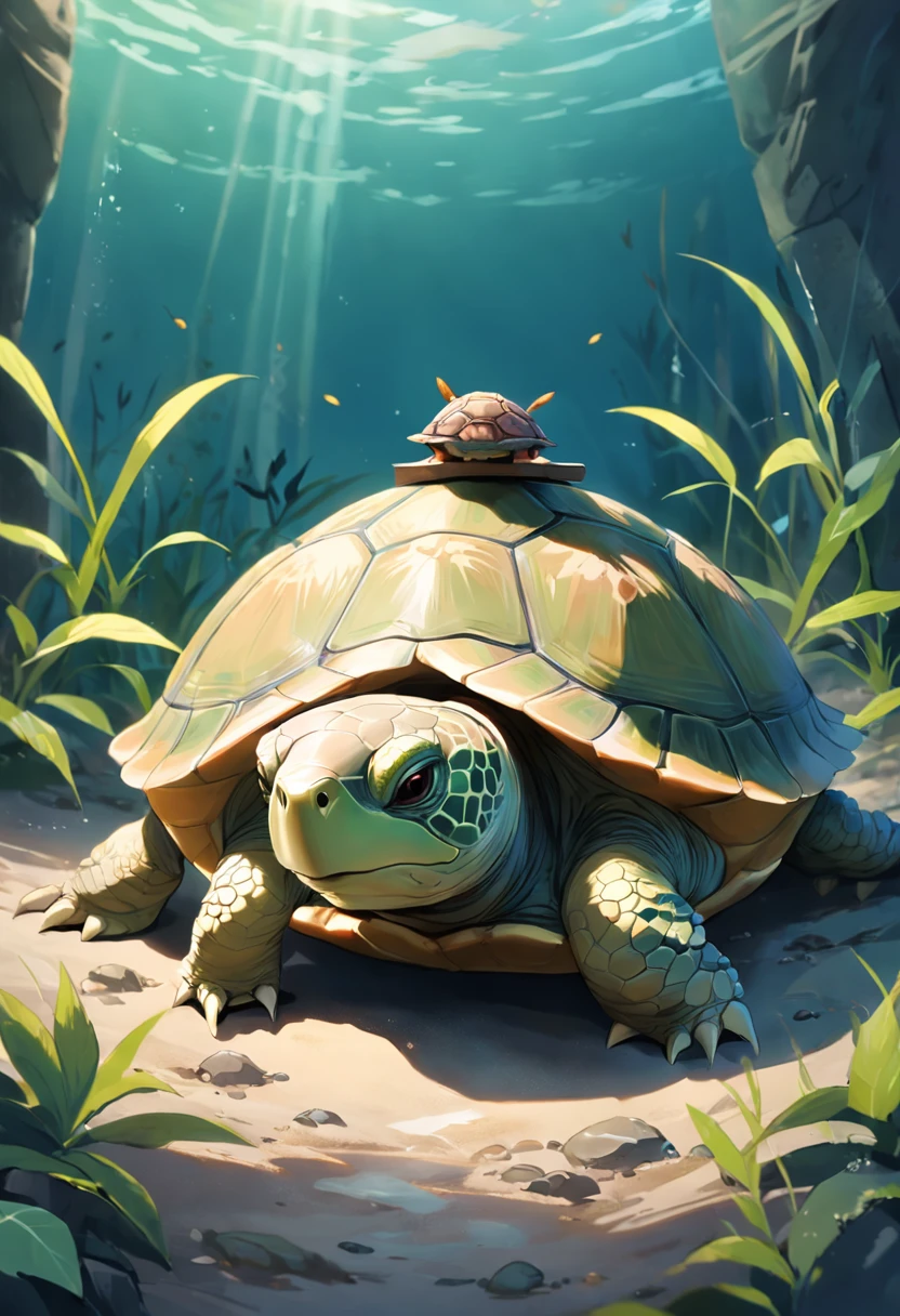 There is a turtle that is sitting on the ground in a tank, tartaruga envelhecida, tartaruga, meia tartaruga, A tartaruga simulada, casco de tartaruga, as an anthropomorphic turtle, olhando de lado e de baixo!, an afghan male type, an anthropomorphic turtle, olhar orgulhoso, muito bonito, Miguel Anjo, anthropomorphic turtle, Looking towards the camera