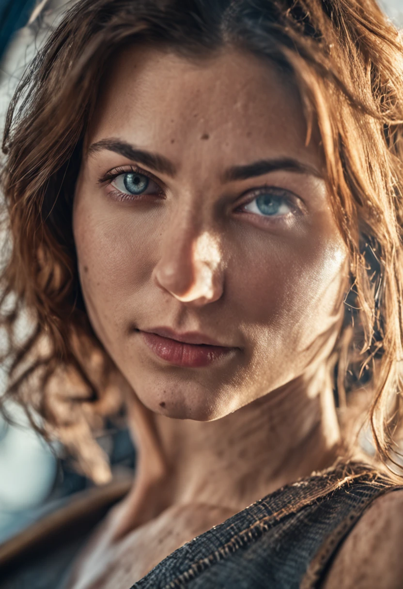 a close up photo of a 18 years sexy brownhair girl, Amiller, blue eyes, beautiful face, pale skin, athletic slim body, sexy body, small breast , posing, close up, taking a selfie, make up, smile, detailed facial features, textured skin, realistic, detailed, (wrinkles, blemishes, folds, moles, viens, pores, skin imperfections:1.1), highly detailed glossy eyes, specular lighting, dslr, ultra quality
