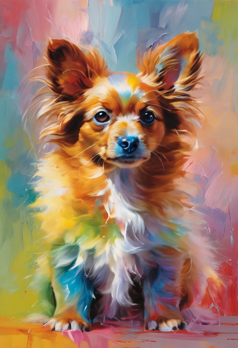 Chiwawa puppy, cute, fluffy, adorable, happy., Broken Glass effect, no background, stunning, something that even doesn't exist, mythical being, energy, molecular, textures, iridescent and luminescent scales, breathtaking beauty, pure perfection, divine presence, unforgettable, impressive, breathtaking beauty, Volumetric light, auras, rays, vivid colors reflects