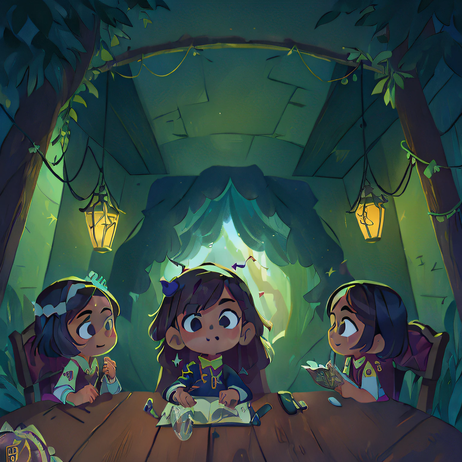 (melhor qualidade, alta qualidade:1.3), CG, dramatic lighting, Inside the Haunted Mansion, Sombras nas paredes, Child sitting at the table, rosto perfeito, olhos perfeitos, boca perfeita, fotos antigas emolduradas nas paredes, assustador