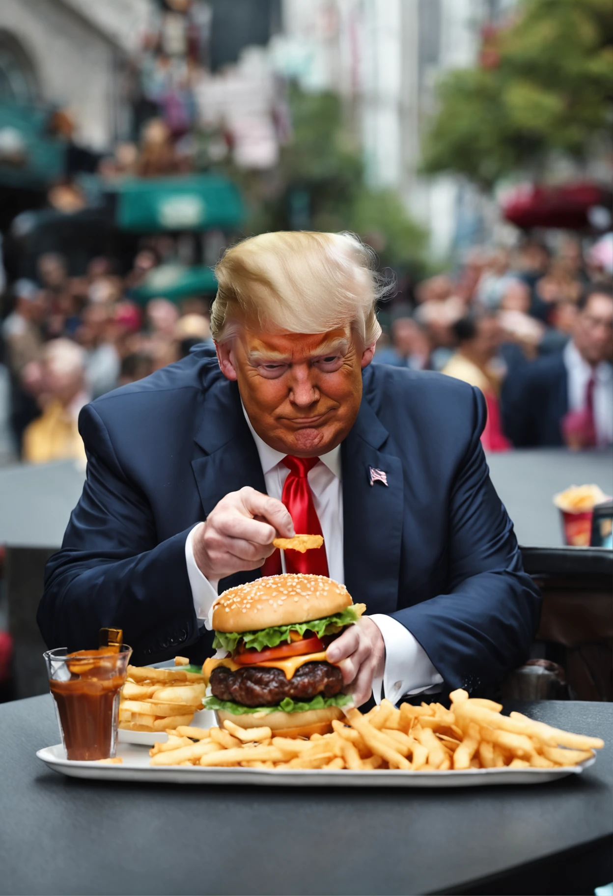 trump eating burger