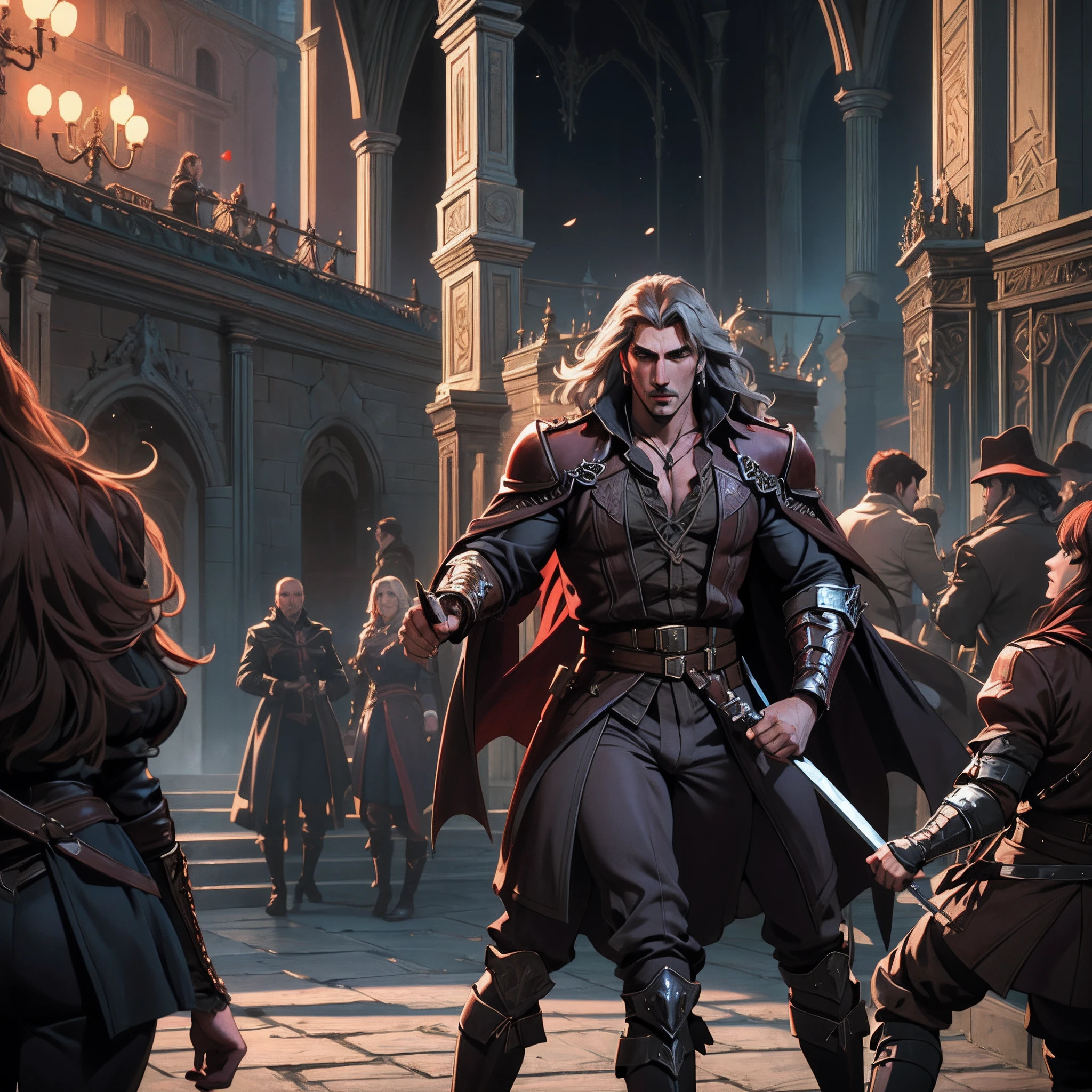 Castlevania lords of the shadows hyper realistic super detailed scènes cinématique men in War handsome muscular hyper realistic super detailed men in War battle field environnement scène cinématique