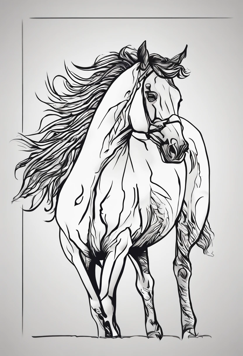 (esquete, Doodles, monocromatic, arte linear) horse