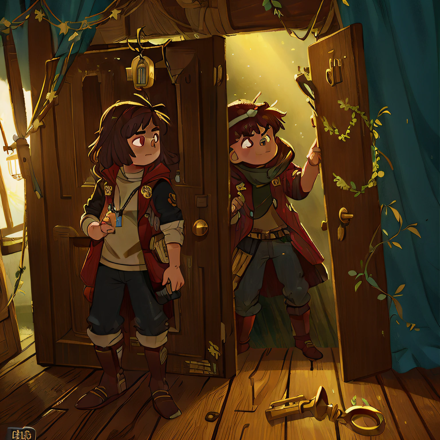 (melhor qualidade, alta qualidade:1.3), CG, dramatic lighting, an old key in a lock door