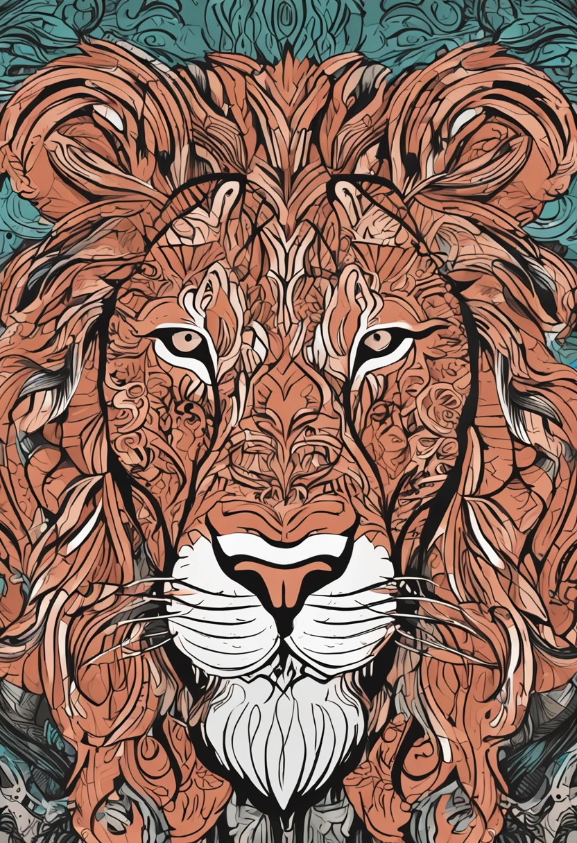 (esquete, Doodles, monocromatic, arte linear) lion