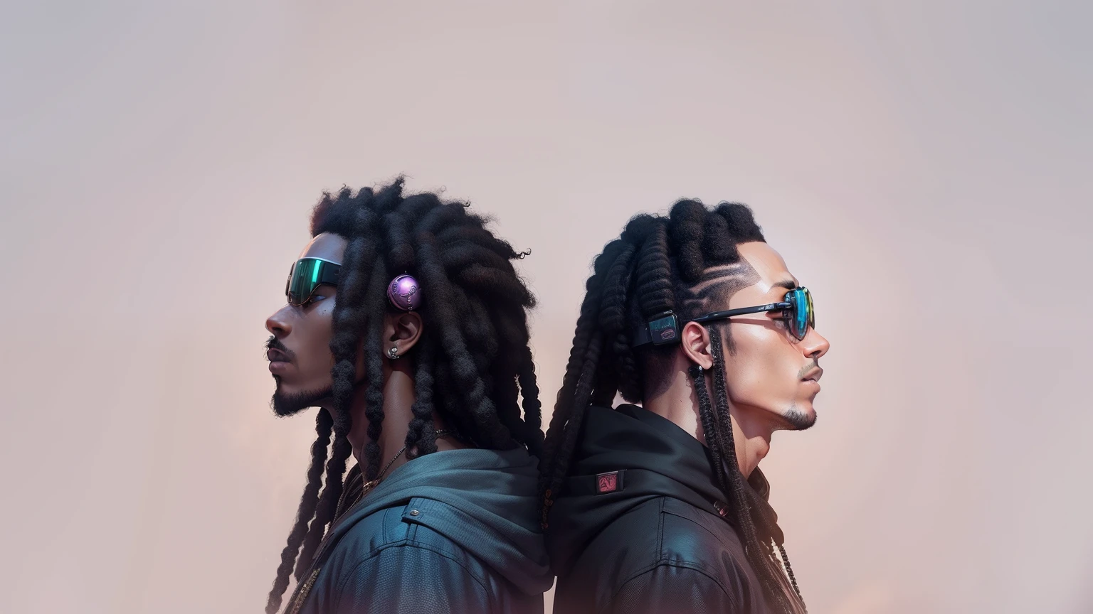 two  mens afro reggae style cyberpunk