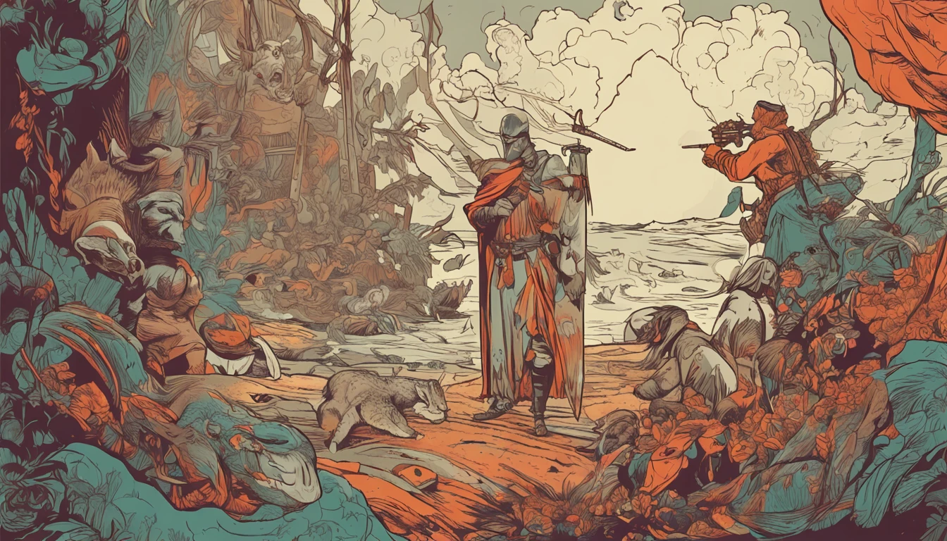 arte de um guerreiro estilo de Alfonso Mucha