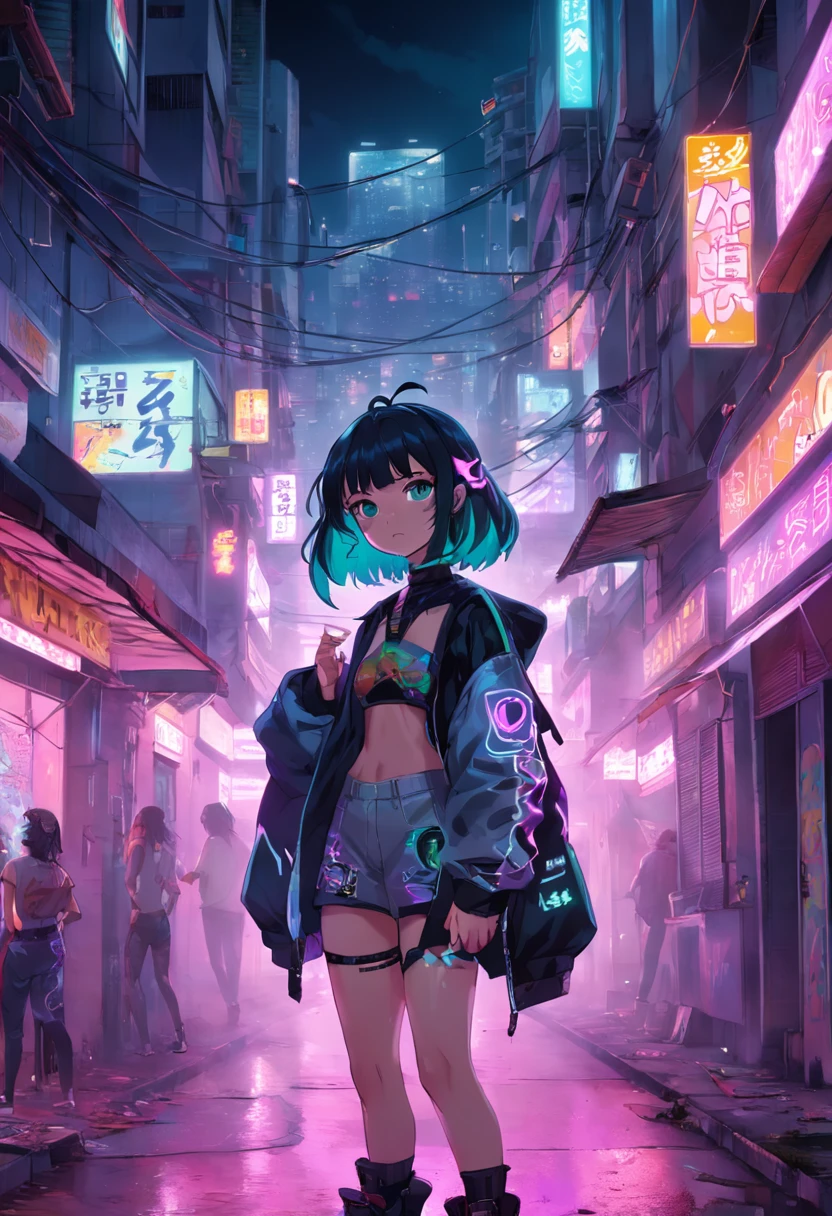 A woman in a short skirt and jacket standing in a city street - SeaArt AI