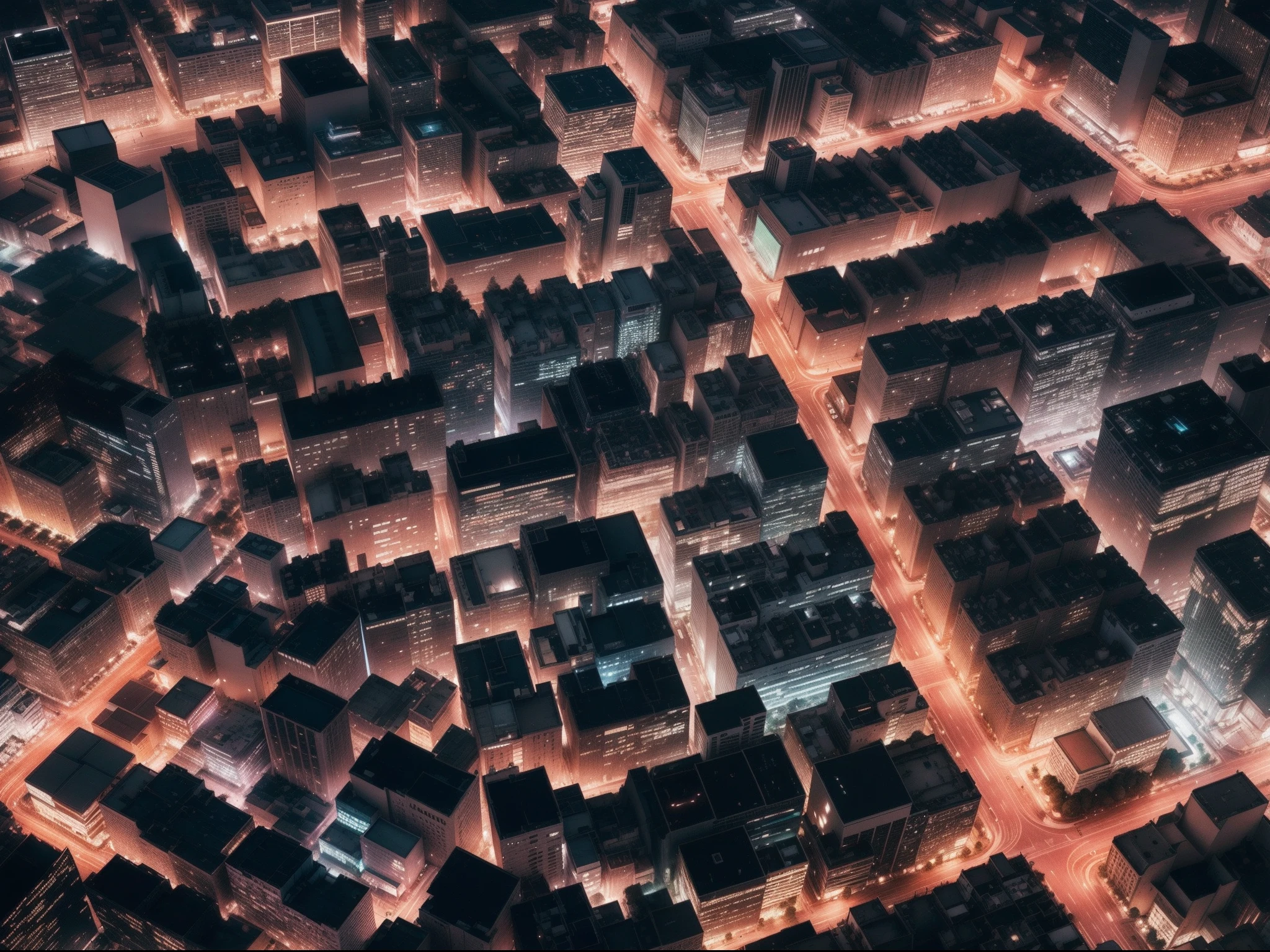 Papel de parede, Aerial view of a well-lit city at night.