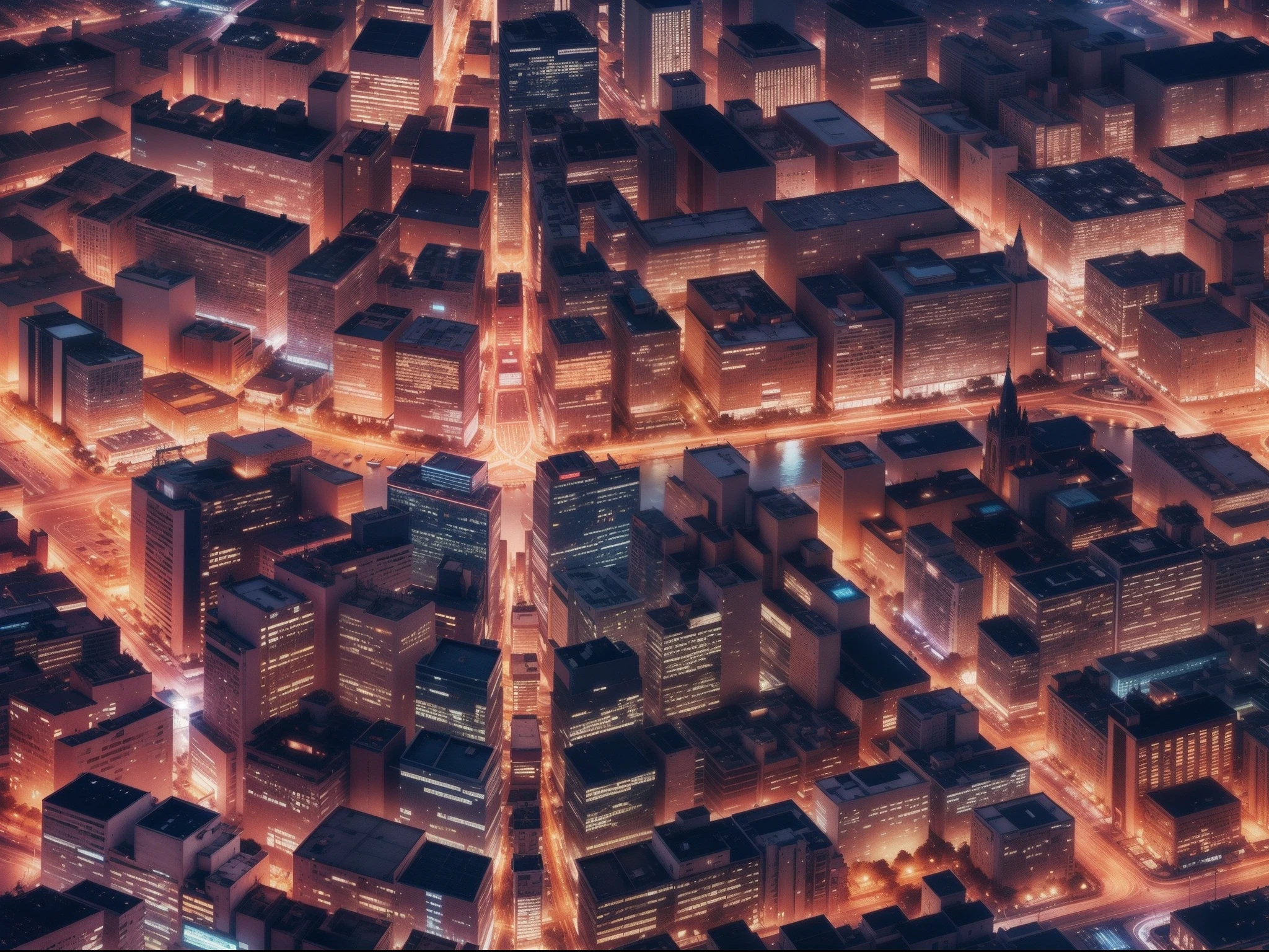 Papel de parede, Aerial view of a well-lit city at night.