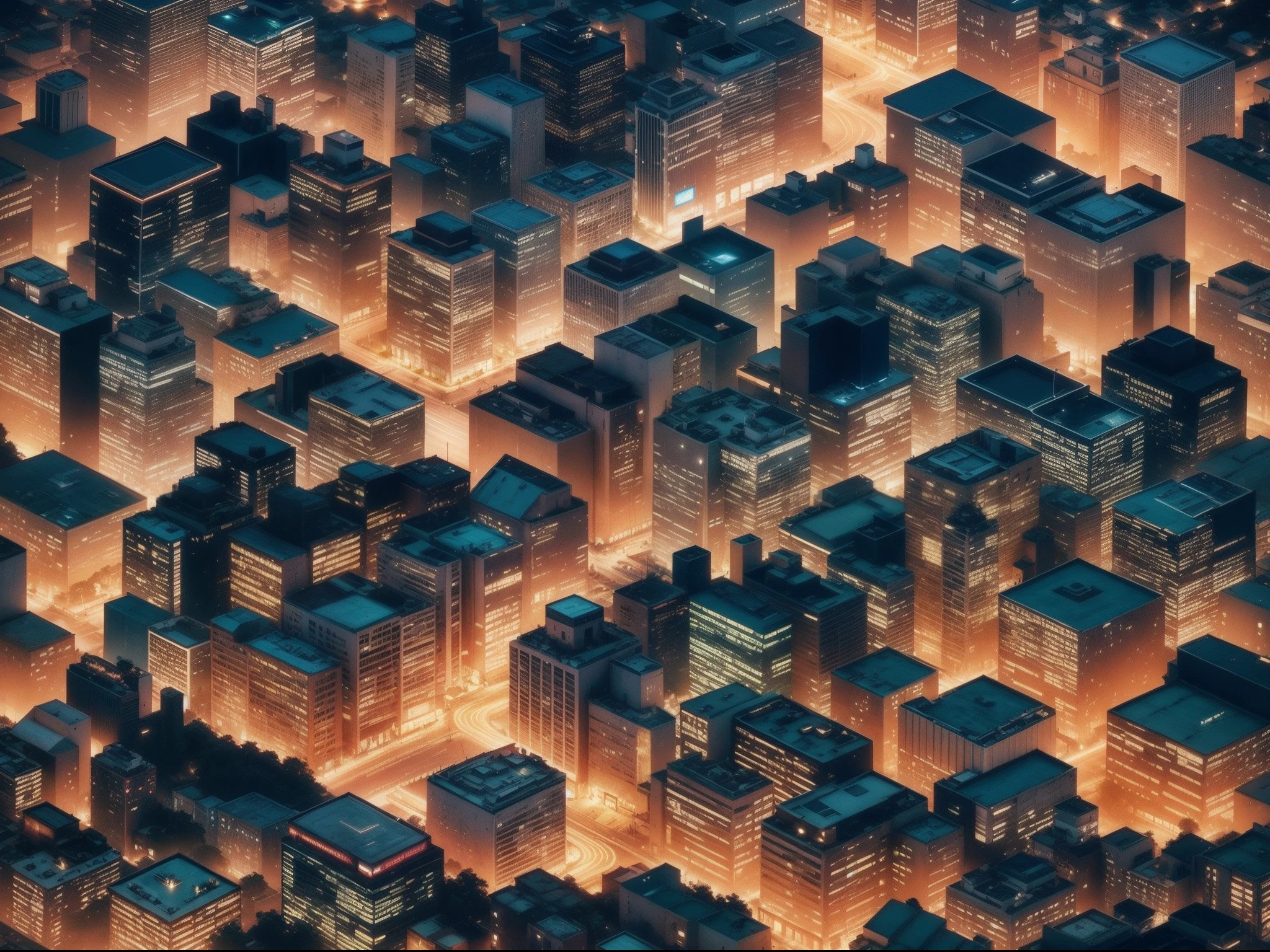 Papel de parede, Aerial view of a well-lit city at night.