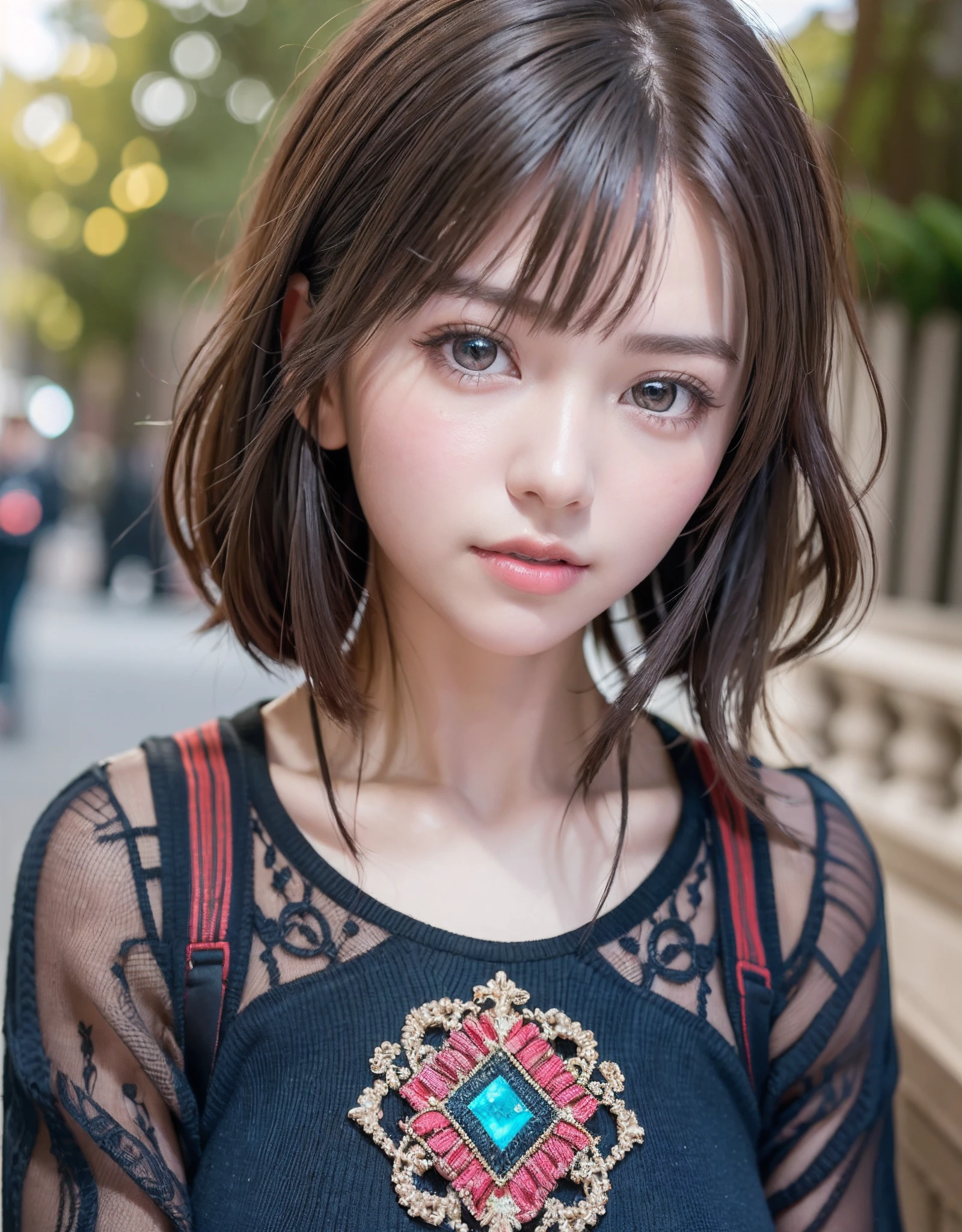 top-quality、8K Masterpiece、超A high resolution、(Photorealsitic:1.3)、Raw photo、女の子1人、Short bob with brown hair、glowy skin、1 super beautiful college girl、((super realistic details))、portlate、globalillumination、Shadow、octan render、8K、ultrasharp、highly intricate detail、Realistic light、CGSoation Trends、Beautiful eyes、radiant eyes、Facing the camera、